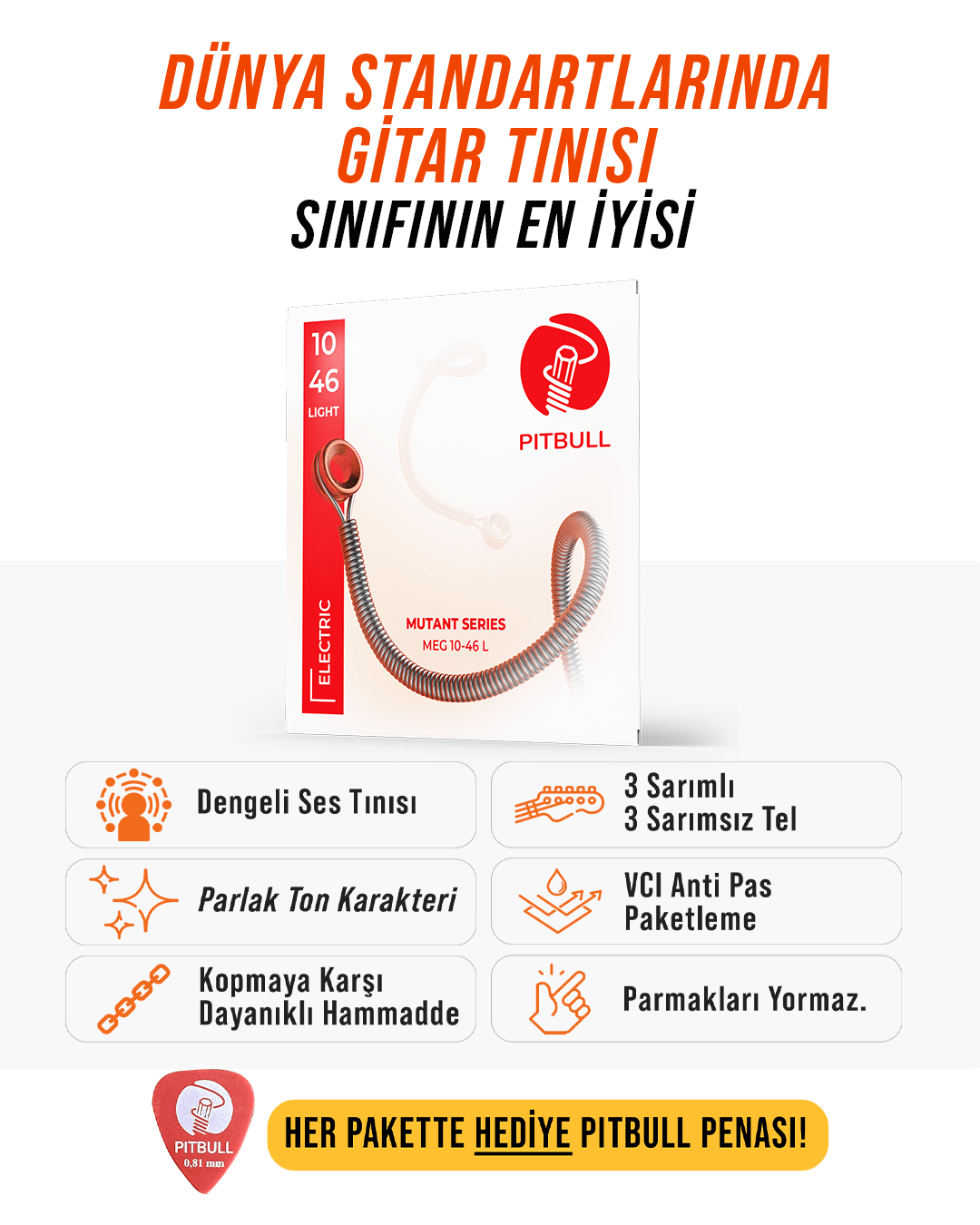 Pitbull Strings Mutant Seri Elektro Gitar Teli - 10-46 Light