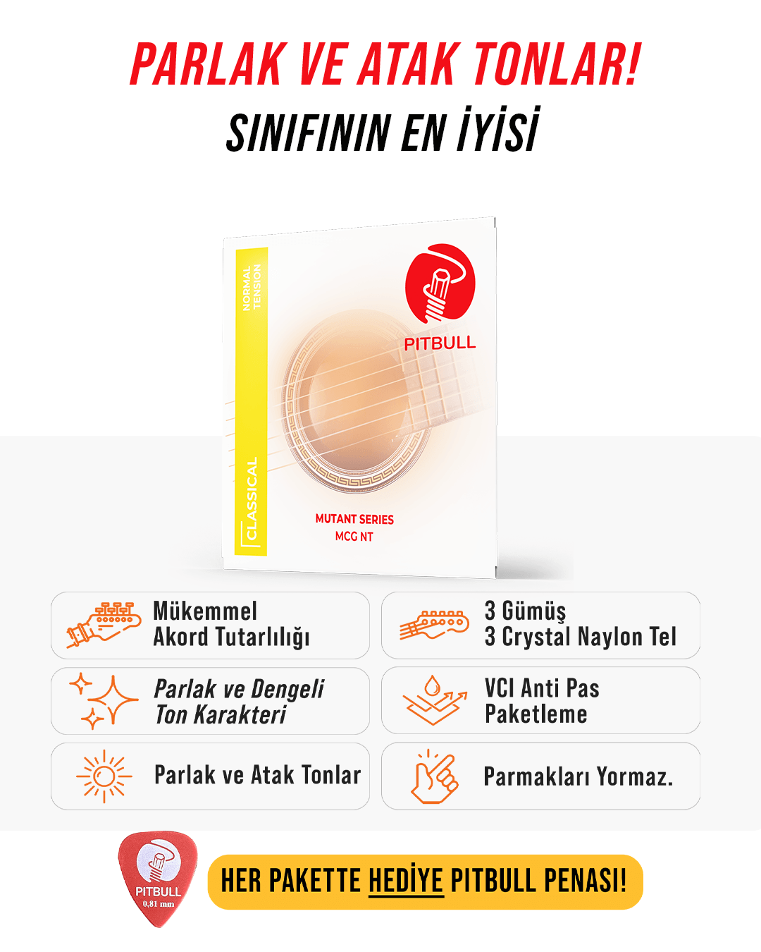 Pitbull Strings Mutant Seri Klasik Gitar Teli - Normal Tansiyon