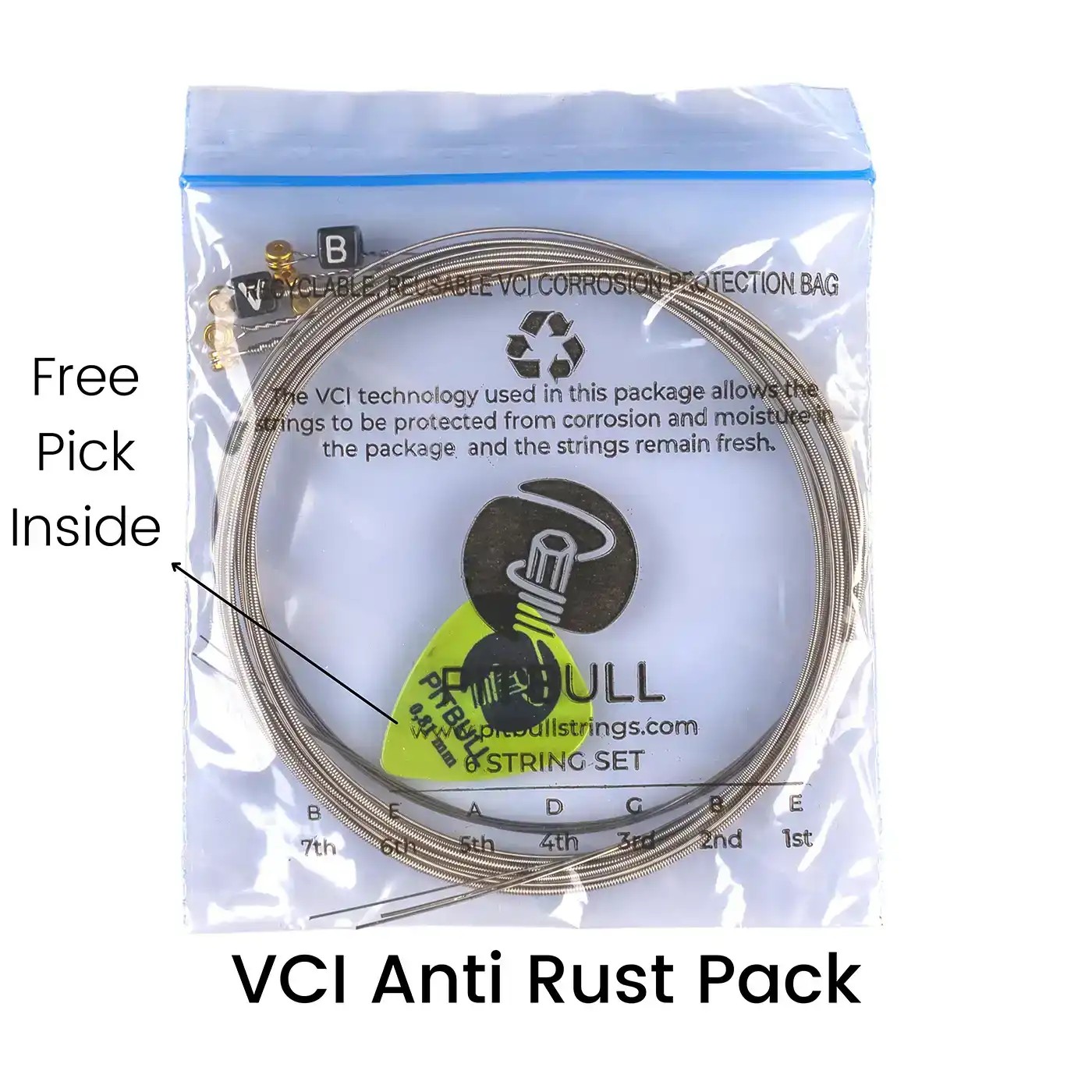 Pitbull Strings Coated Seri Elektro Gitar Teli 3'lü SET+Fretwrap+Askı Kilidi