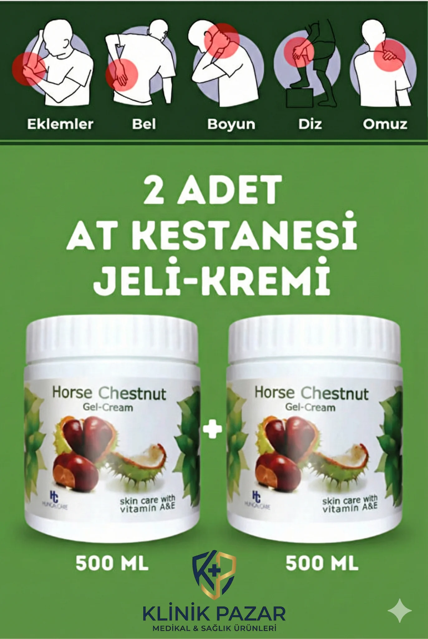 At Kestanesi Jeli, Kas Ve Eklem Masaj Kremi 500 ml ( 2 Adet X 500 ml )