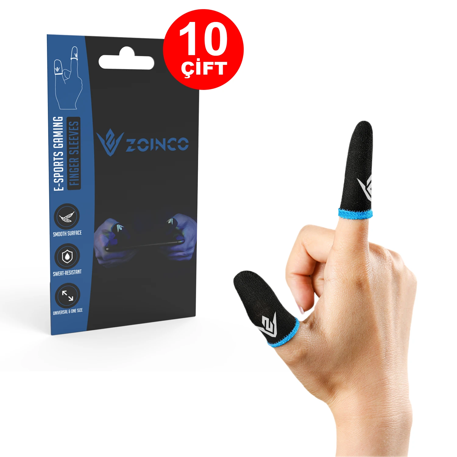 E-Spor Parmak Eldiveni 10 Çift - Mavi image