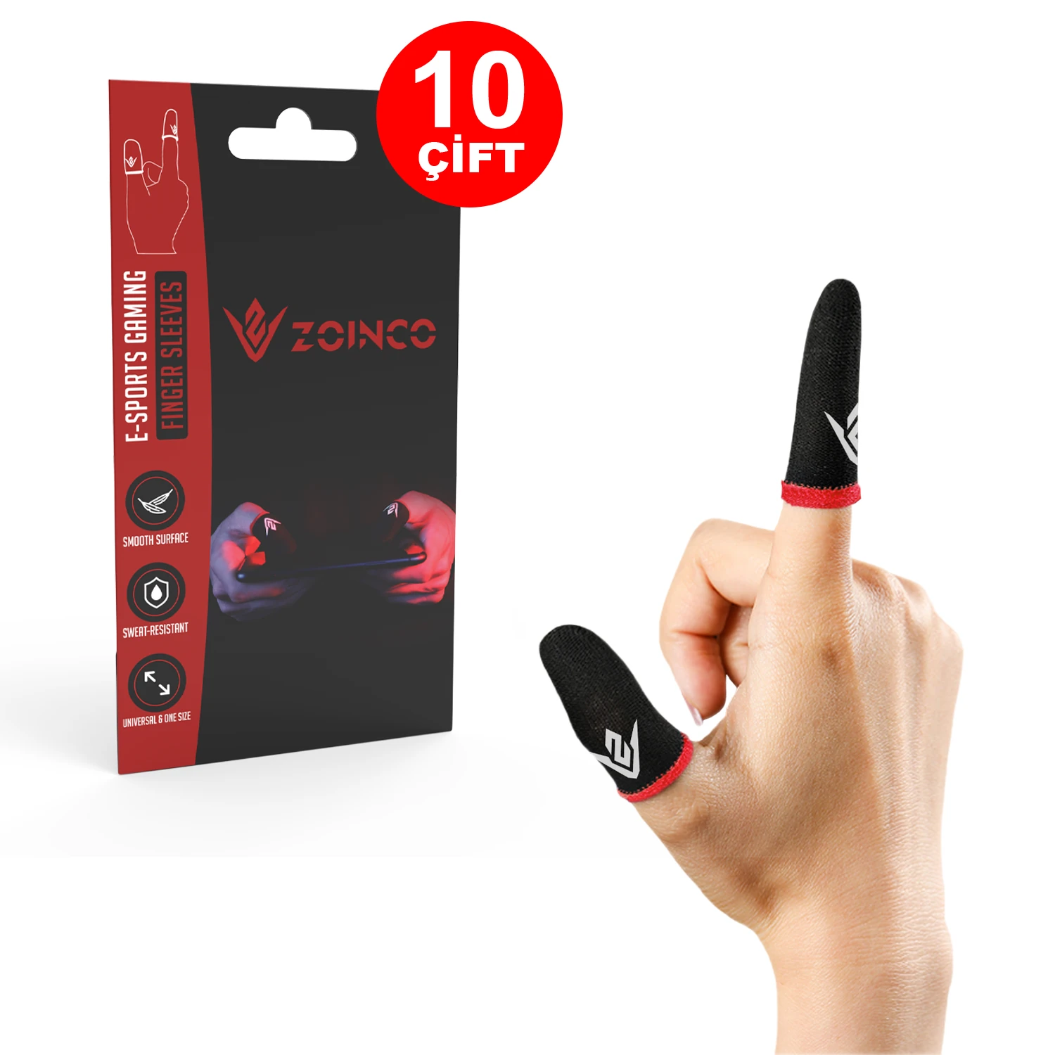 E-Spor Parmak Eldiveni 10 Çift - Kırmızı image
