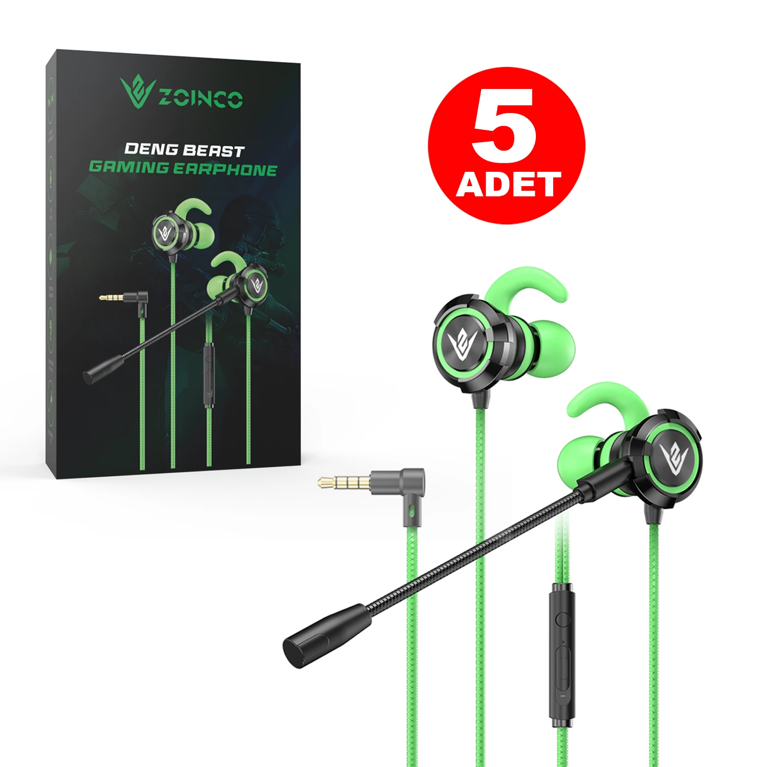 DENG BEAST Gaming Kulak İçi Kulaklık – Çift Mikrofonlu, Gürültü Önleyici, Esports Oyun Kulaklığı 5 Adet image