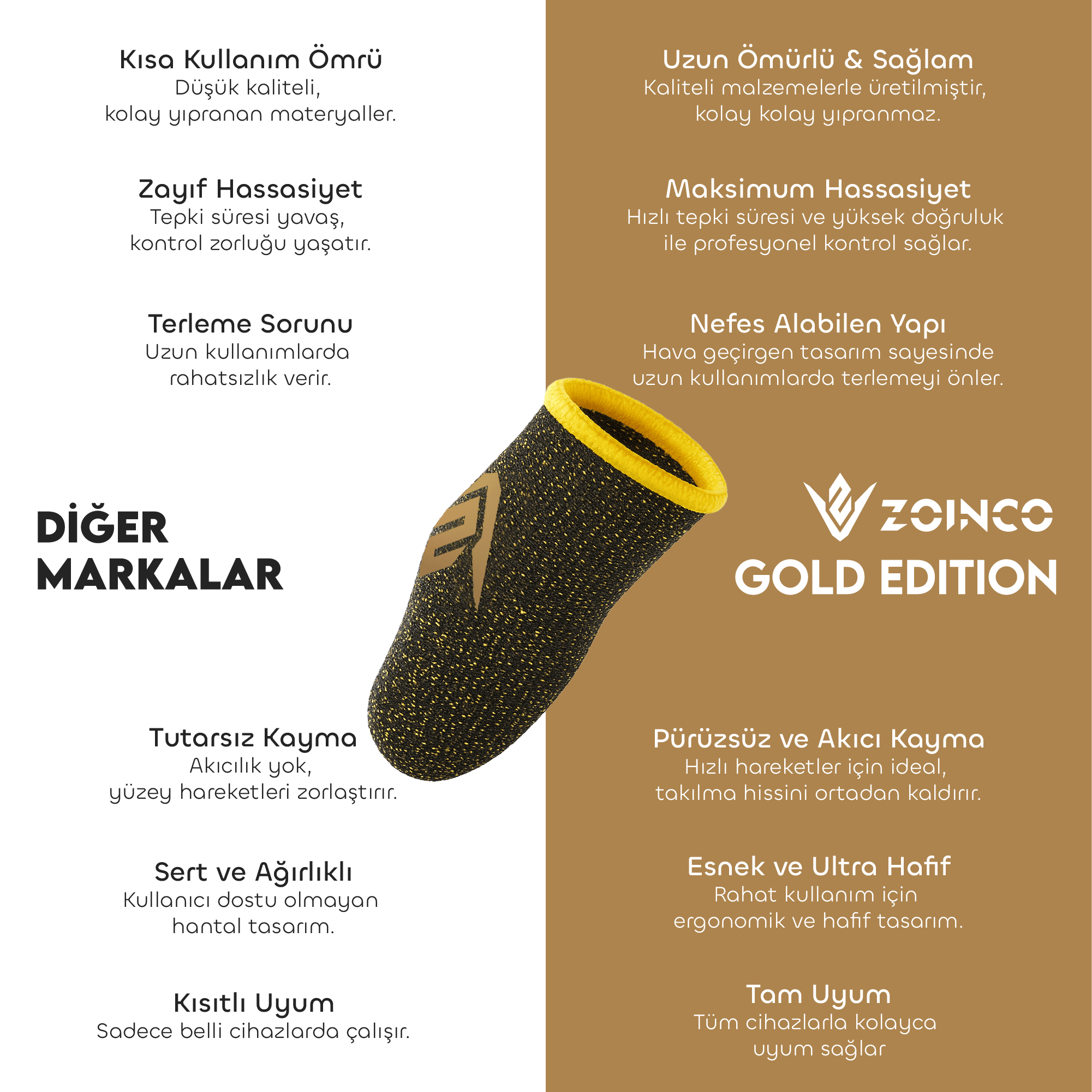 GOLD EDITION Profesyonel E-Spor Oyun Parmak Eldiveni | Ultra Hassasiyet
