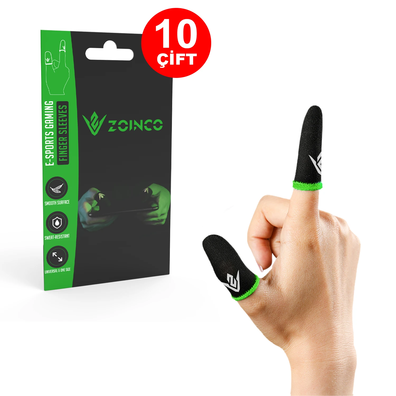 E-Spor Parmak Eldiveni 10 Çift - Yeşil image