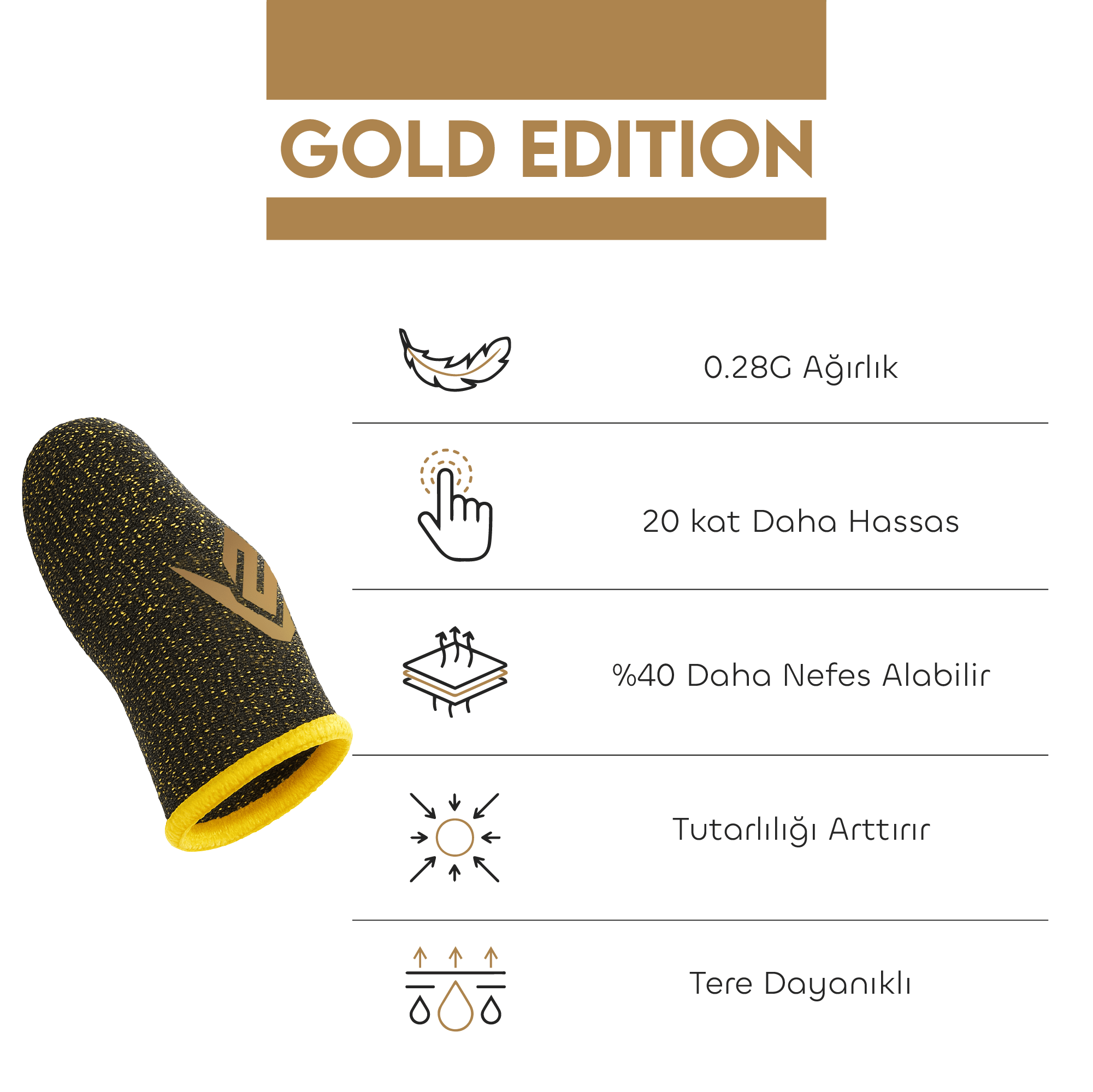 GOLD EDITION Profesyonel E-Spor Oyun Parmak Eldiveni | Ultra Hassasiyet
