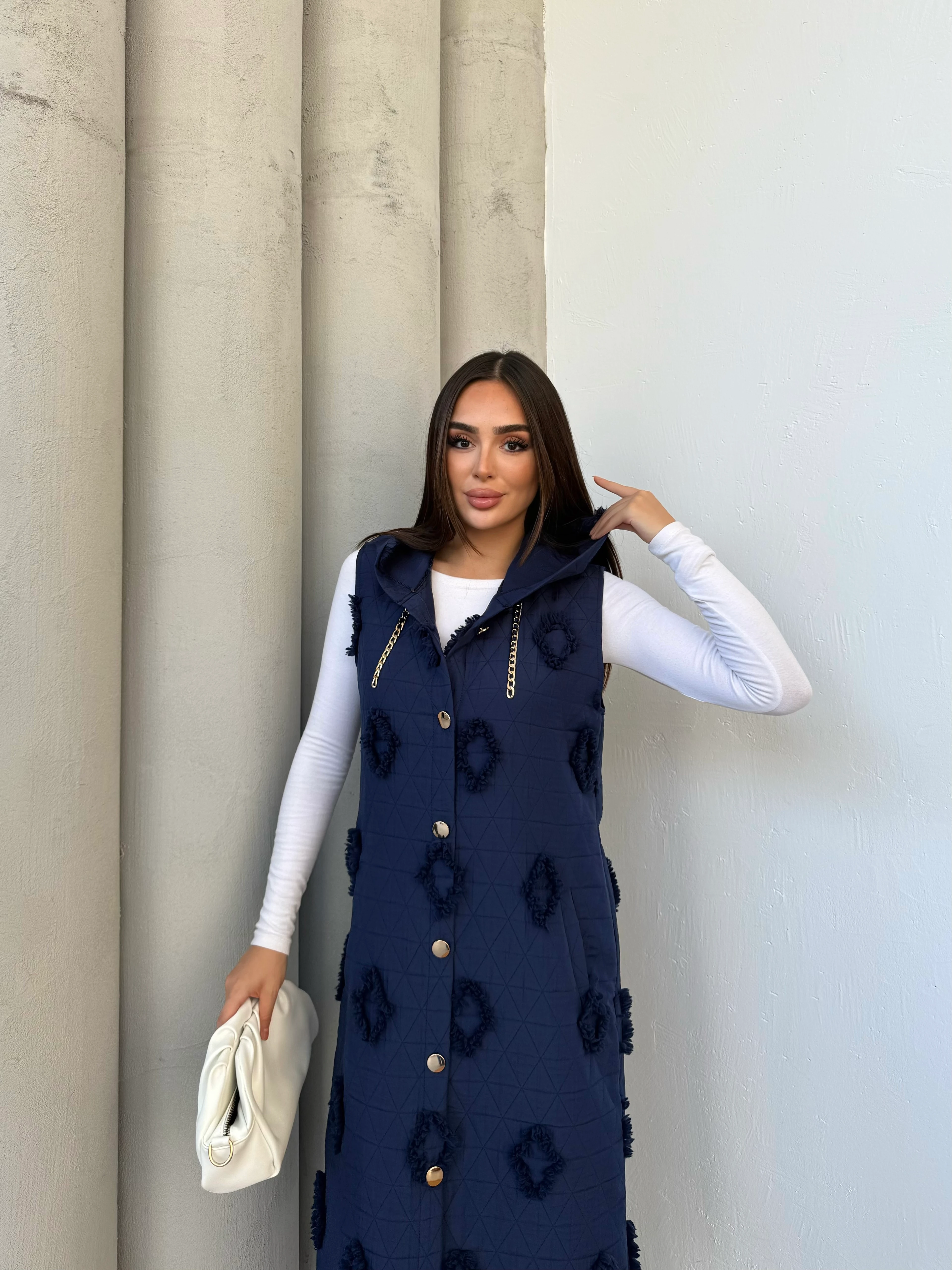 Püsküllü Kapitone Yelek 