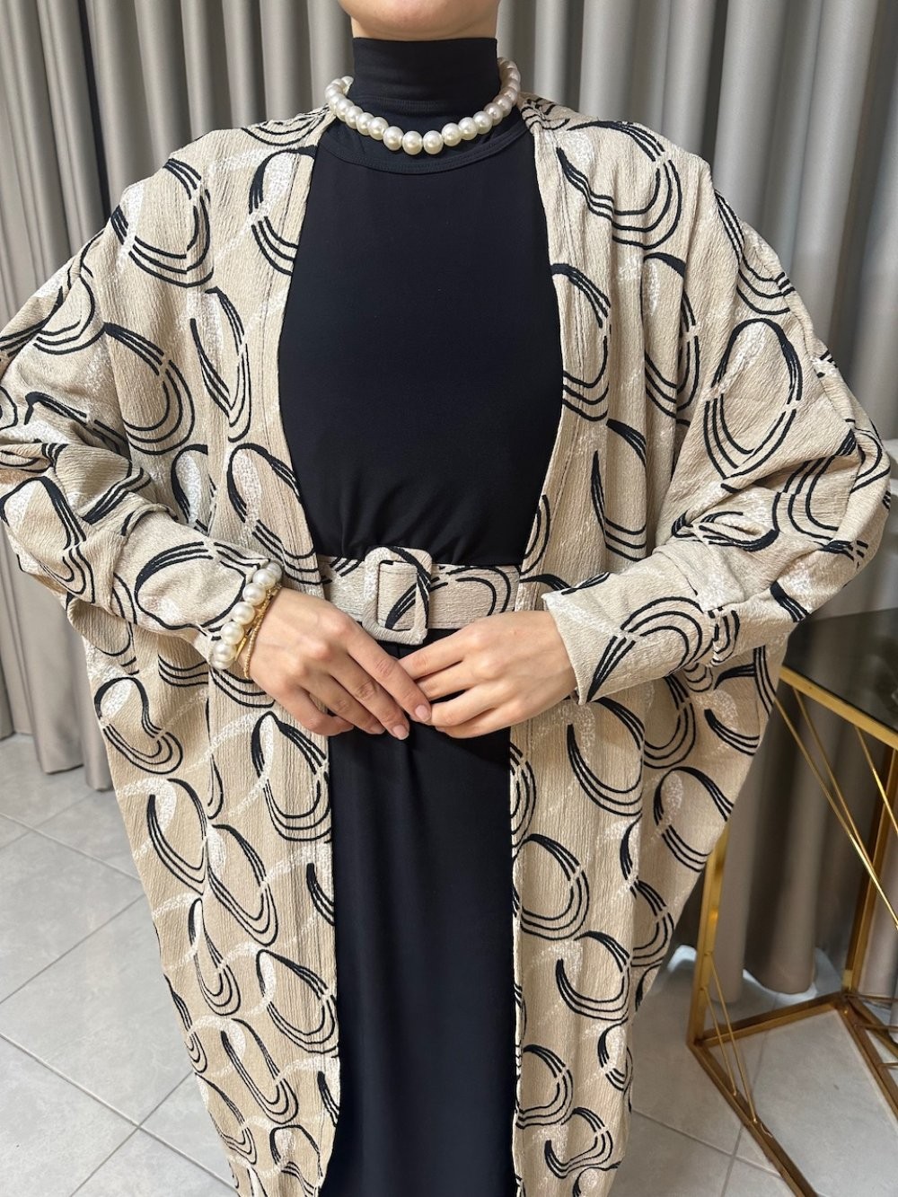 Modern Desen Abaya Elbise Vizon