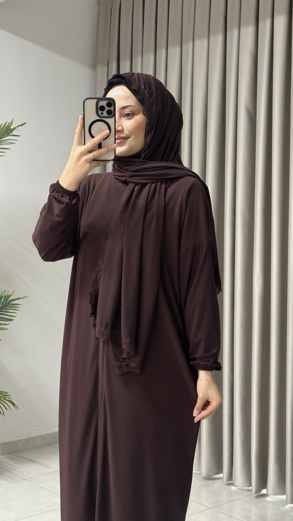 Hatice Namaz Elbisesi Kahverengi