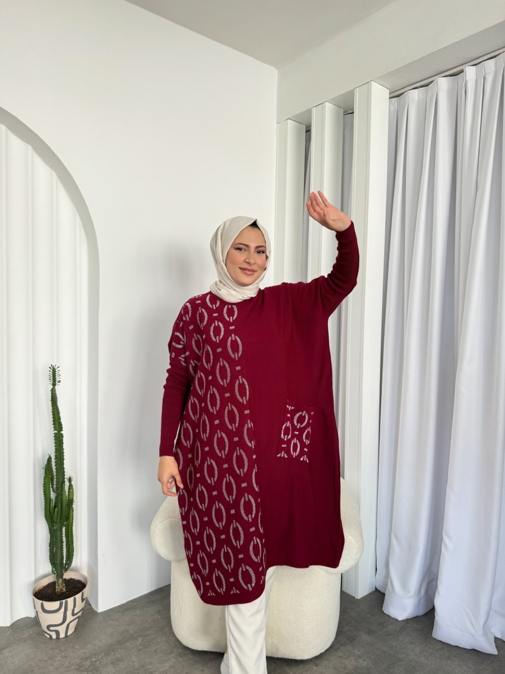 Ayşen Triko Tunik Bordo
