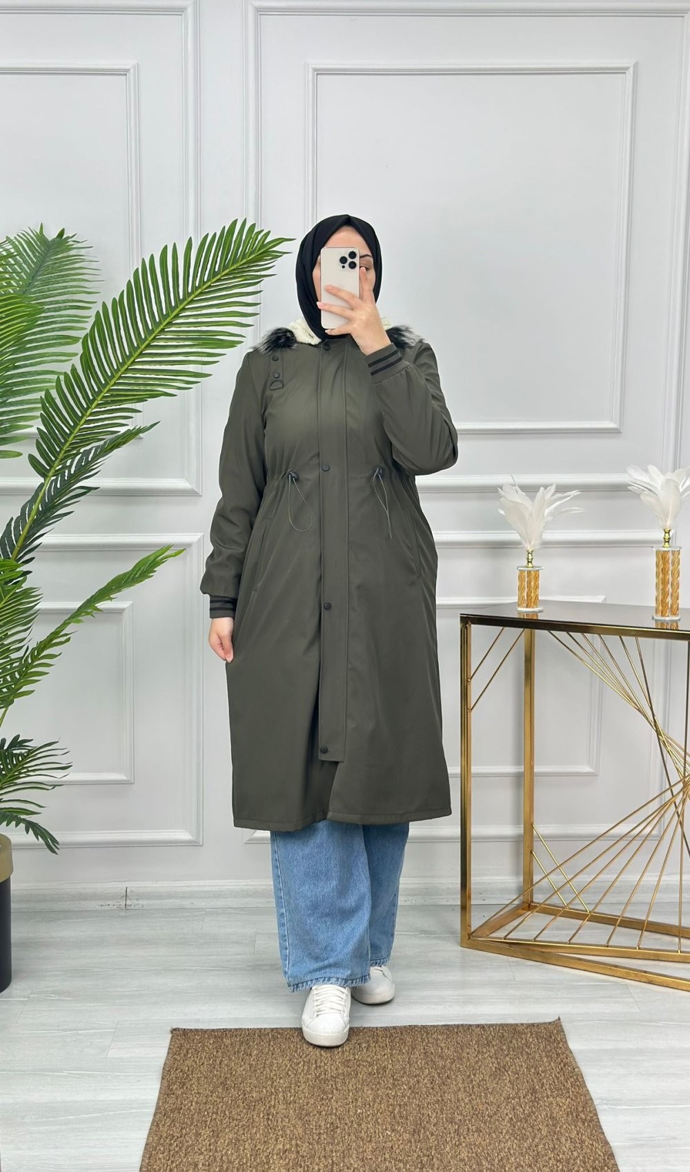 Kürklü Parka Haki