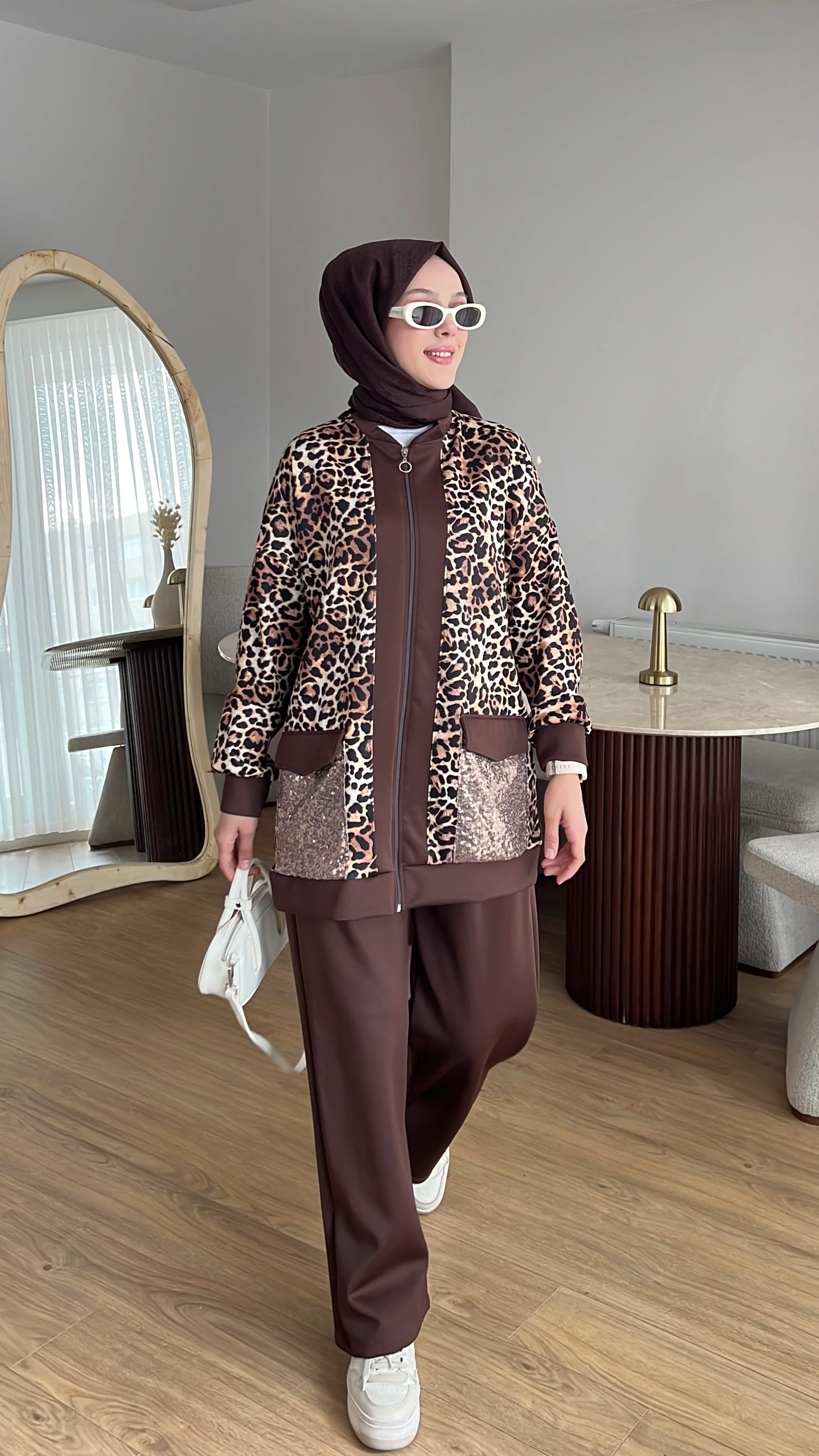 Scuba Leopar Takım - Kahve