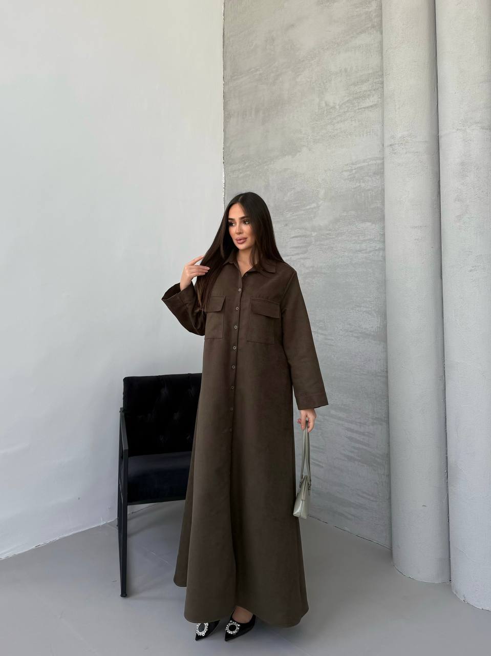 Gabardin Elbise - Haki