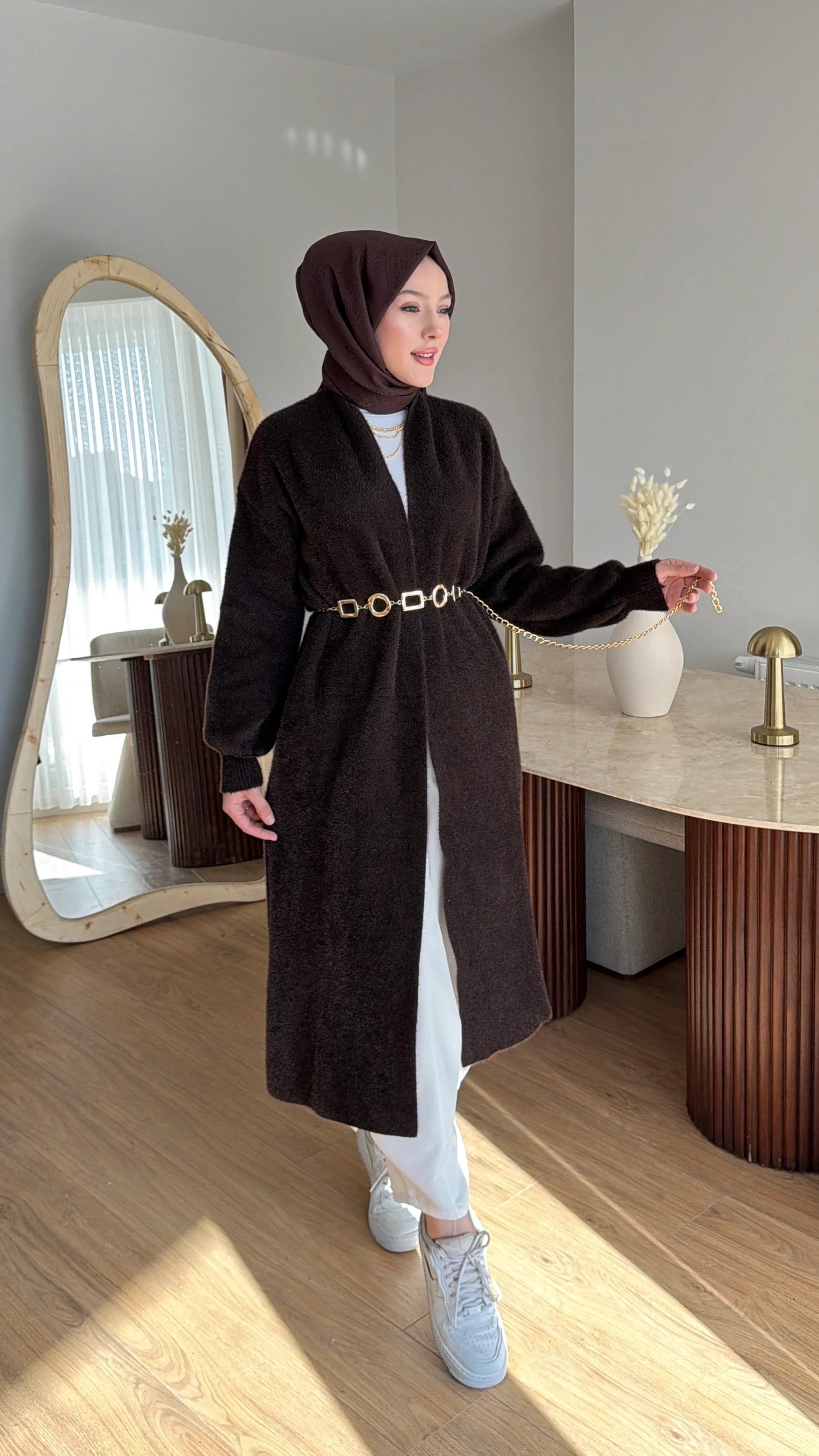 Angora Kap Hırka  - Kahve