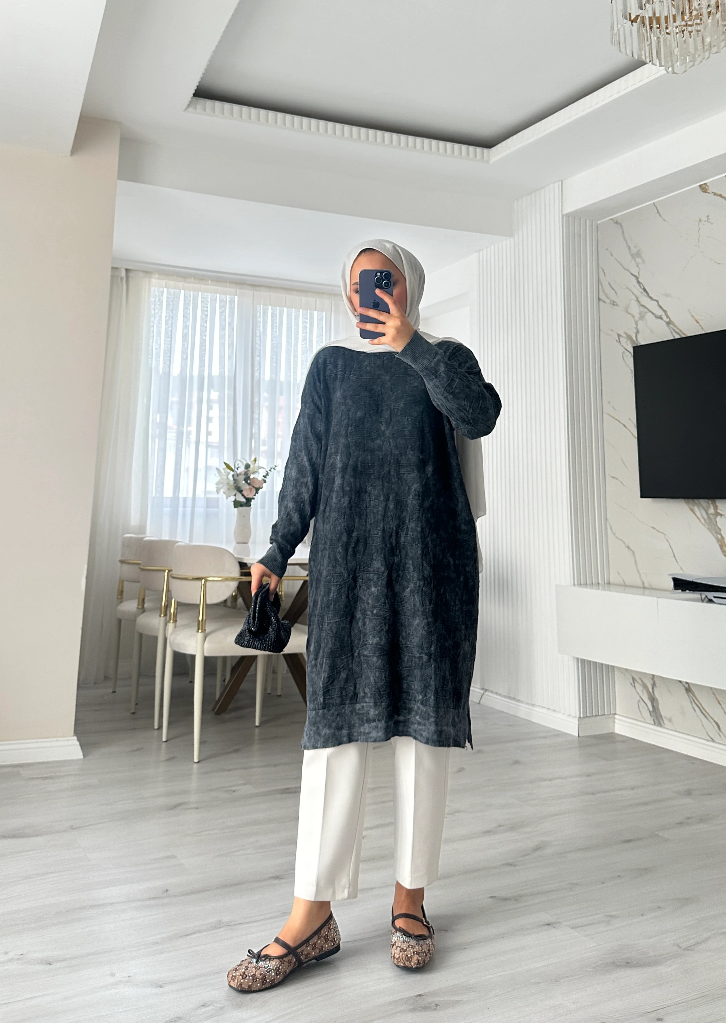 Neva Büyük Beden  Tunik - Siyah