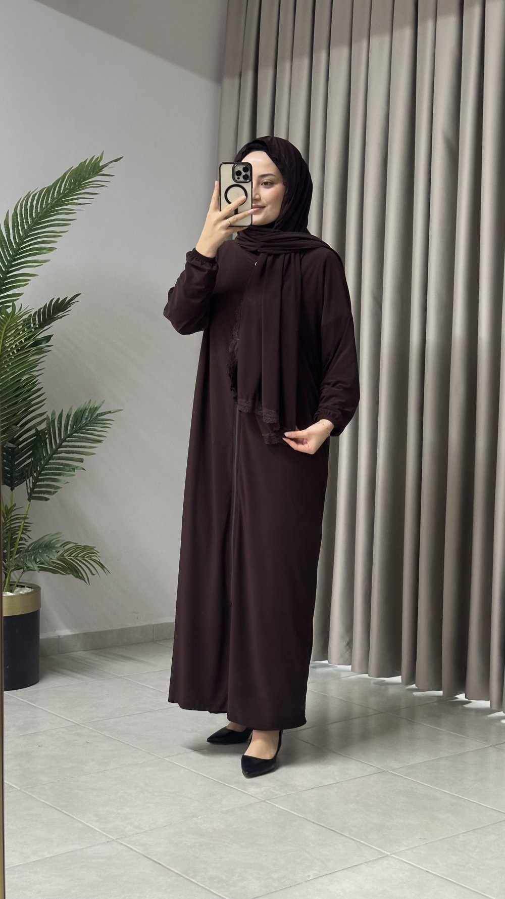 Hatice Namaz Elbisesi Kahverengi