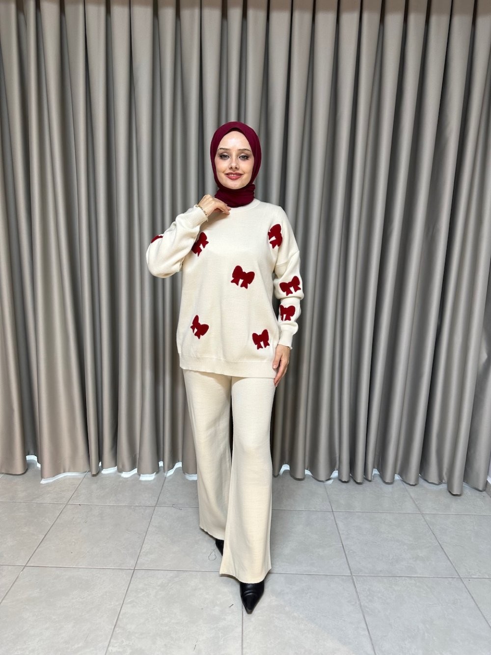Hilal Triko Takım Bordo Bej