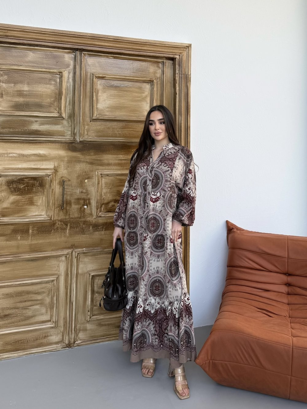 Sahra Elbise Bordo Taş