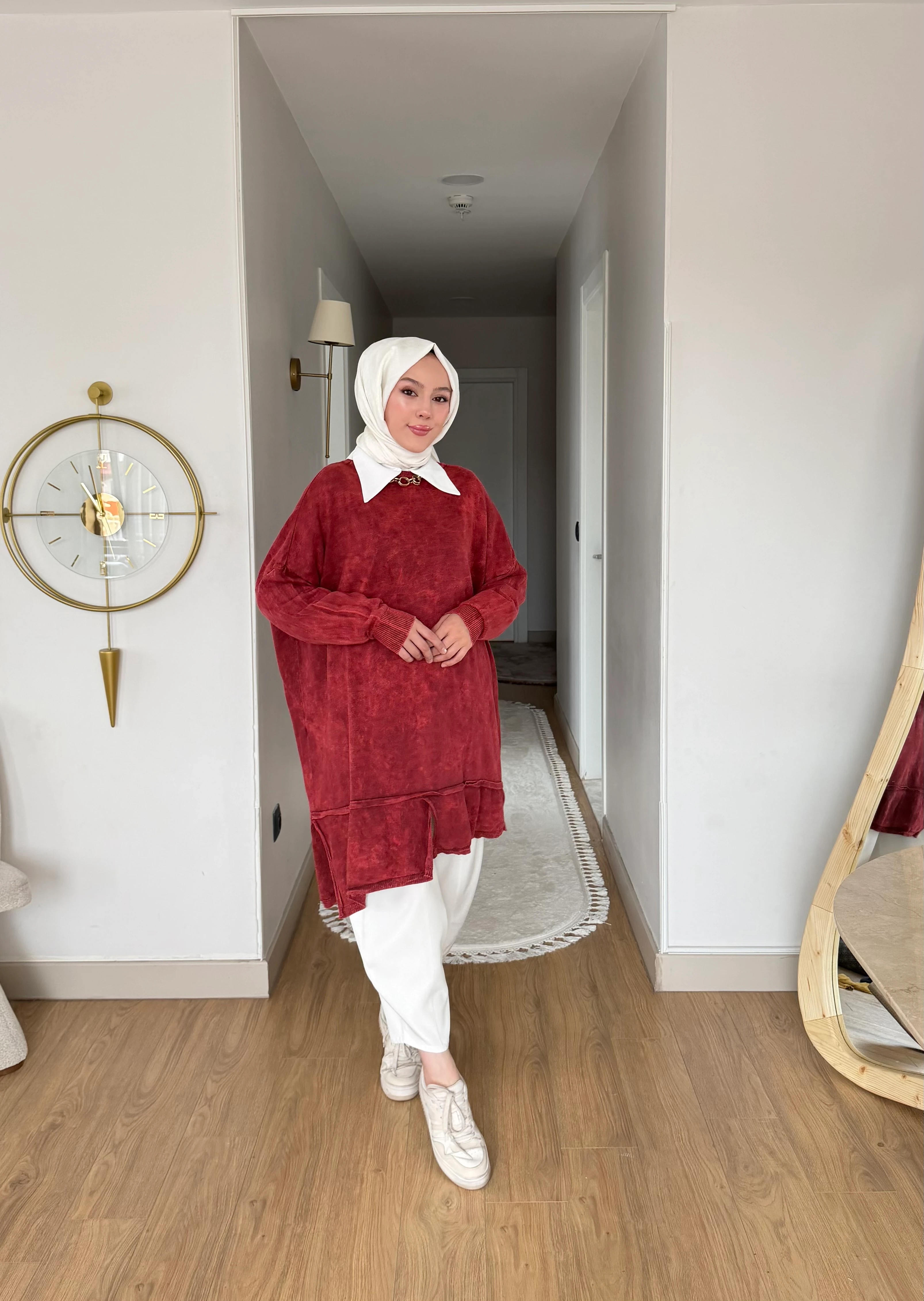 Elena Büyük Beden Tunik - Bordo