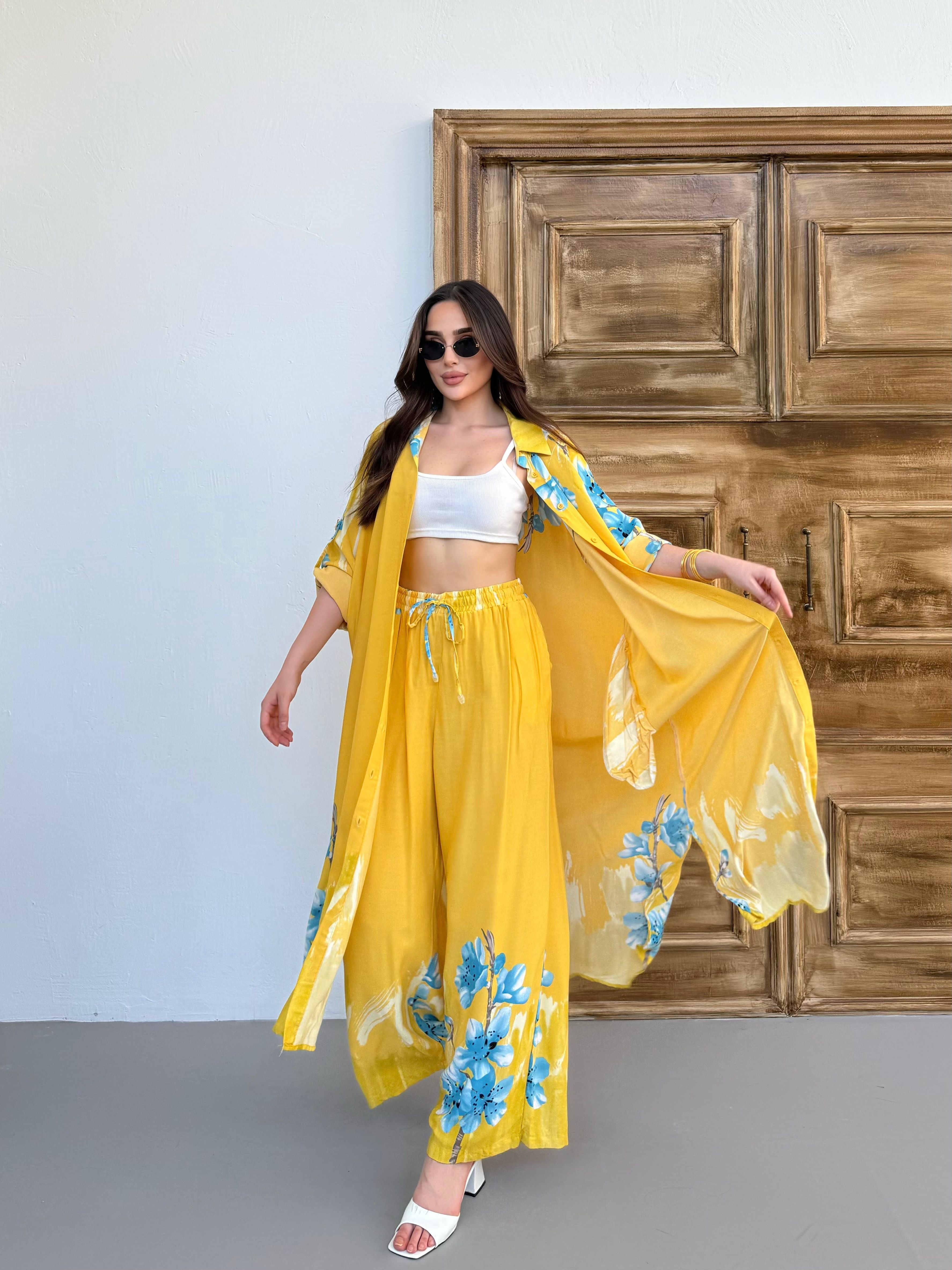 Melinda Pantolon Tunik Takım  - Sarı