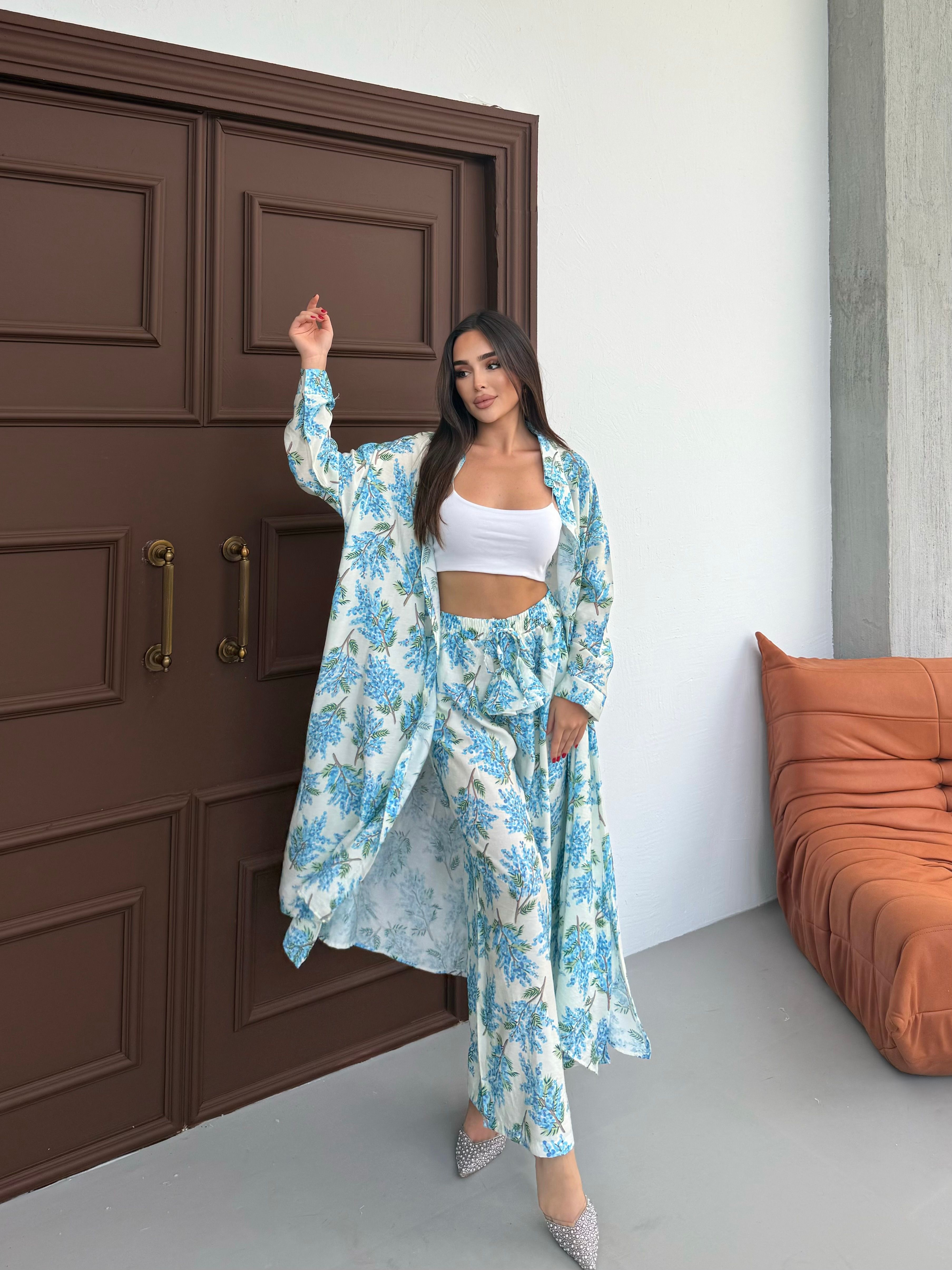Begonya Büyük Beden Takım - Mavi