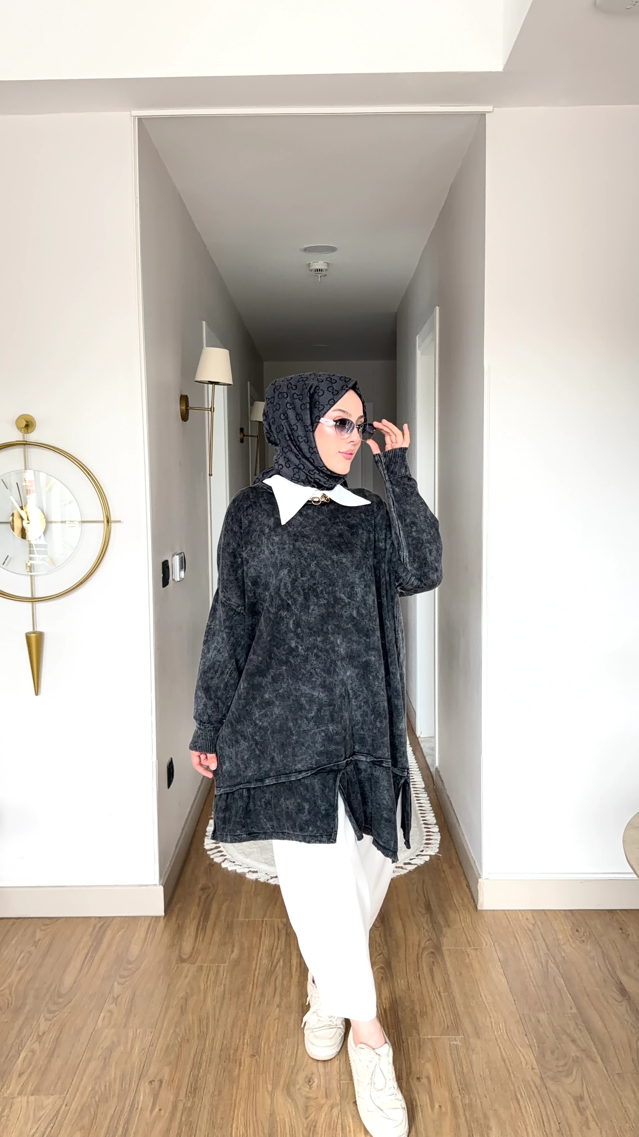 Elena Büyük Beden Tunik - Siyah