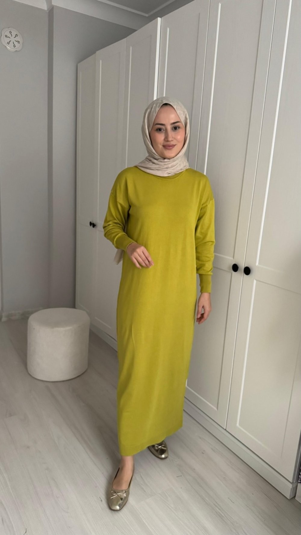 Sevgi Triko Elbise Yağ Yeşili