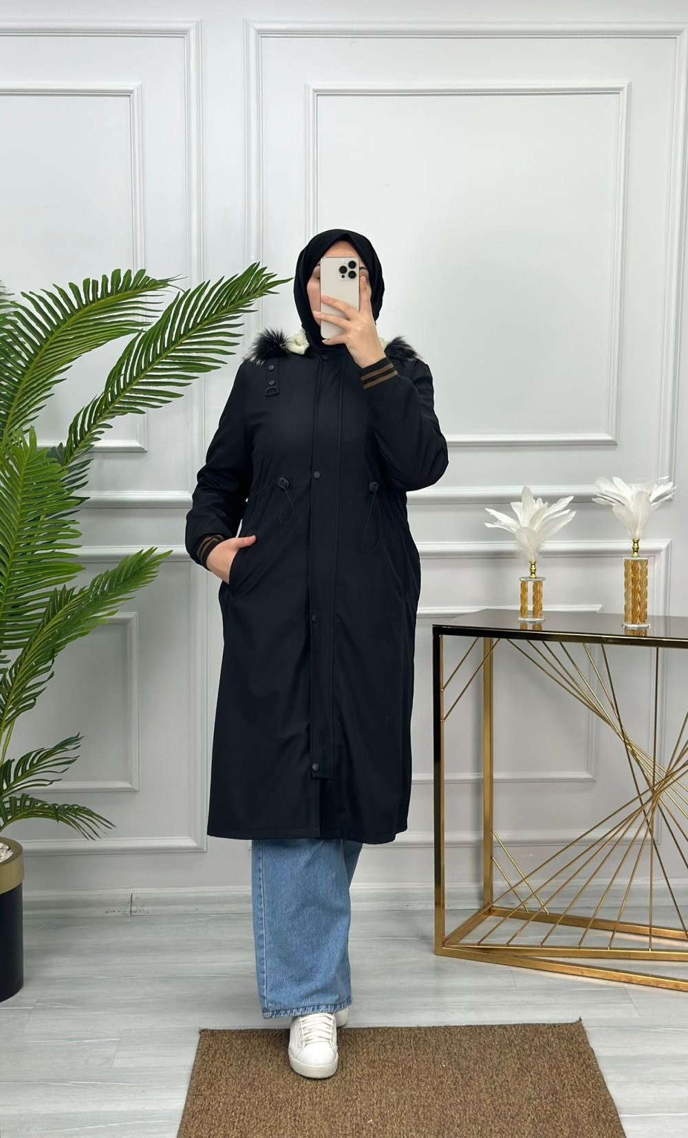 Kürklü Parka Siyah