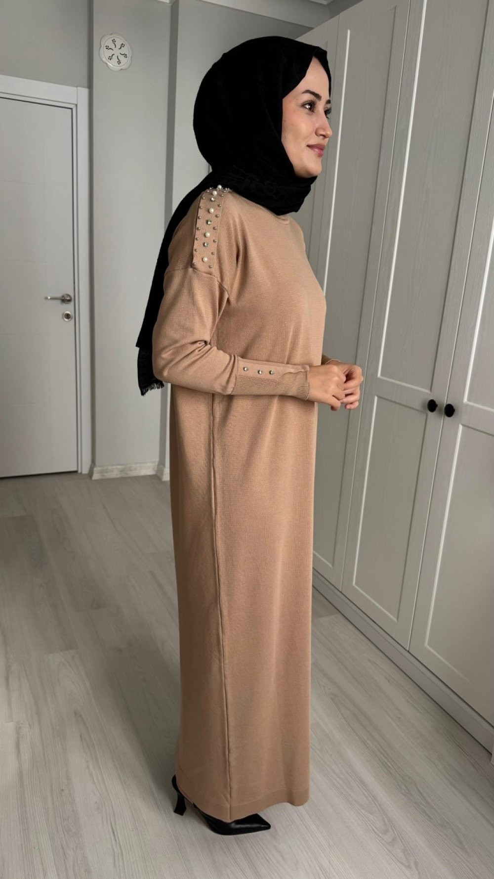 Lina Triko Elbise Camel