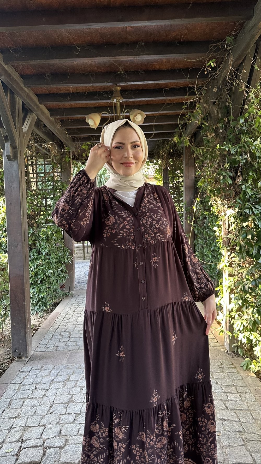 Tuba Viskon Elbise Acı Kahve