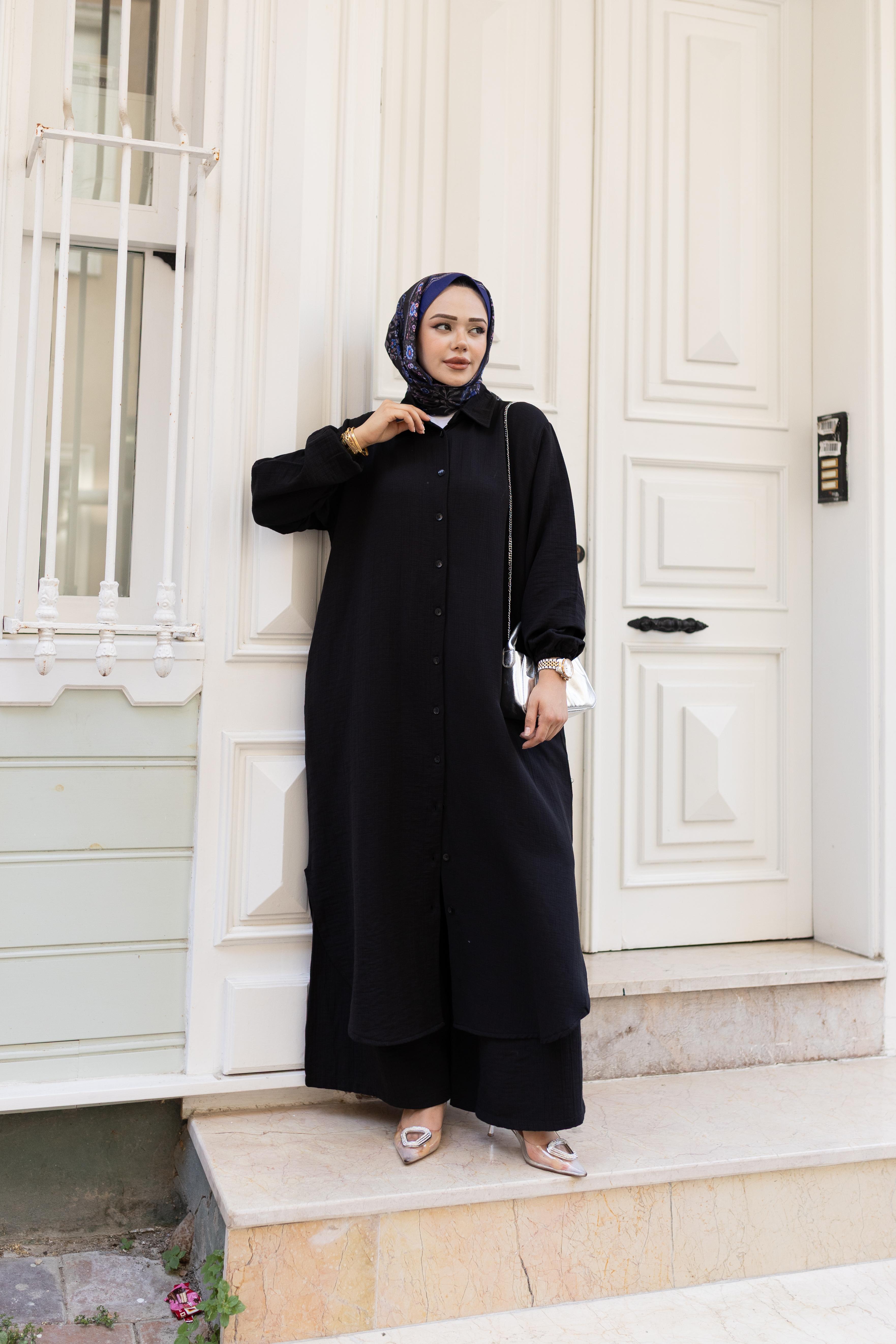 Müslin Uzun Tunik Pantolon Takım