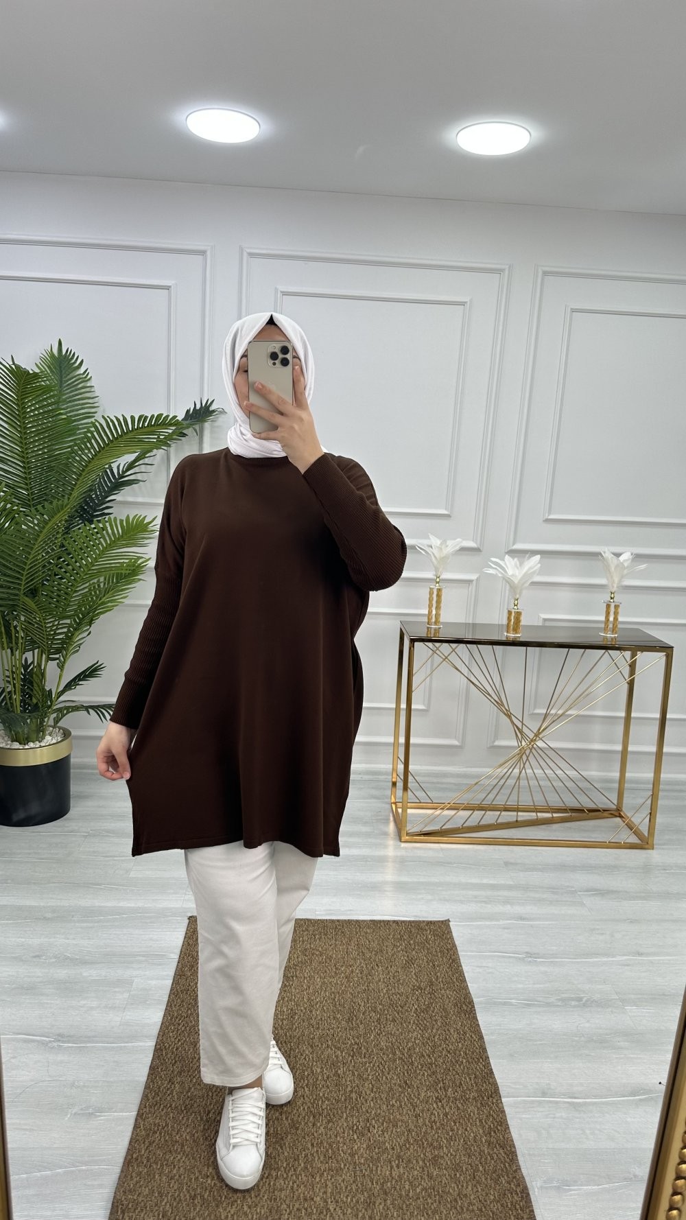 Çağla Triko Tunik Kahverengi