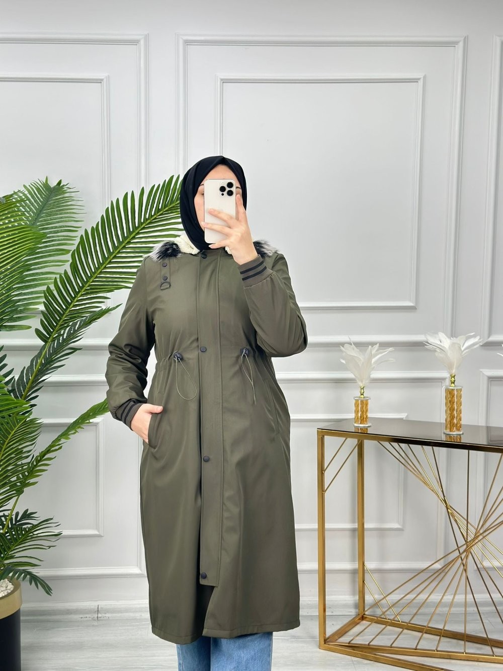 Kürklü Parka Haki