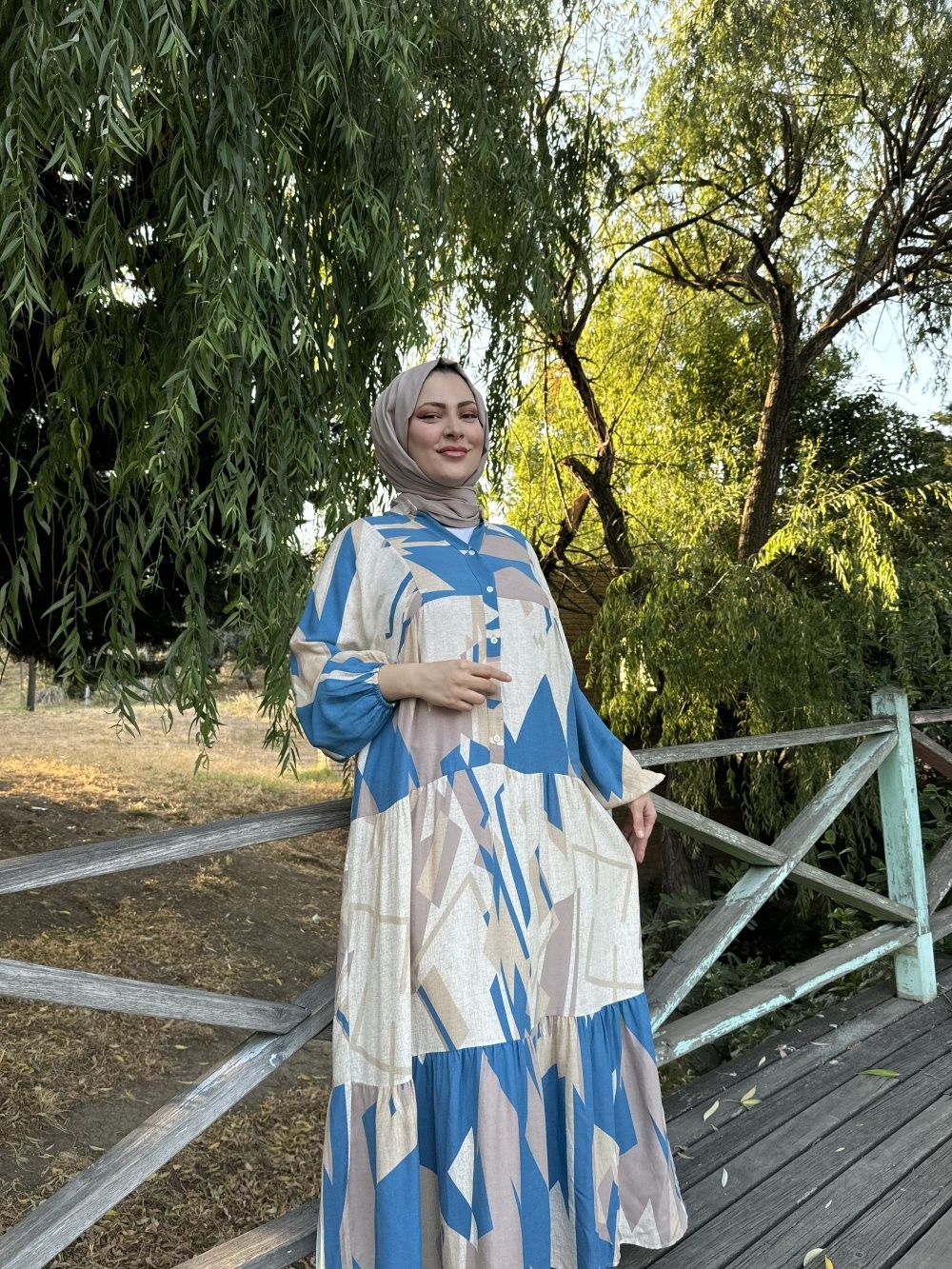 Burcu Viskon Elbise Mavi
