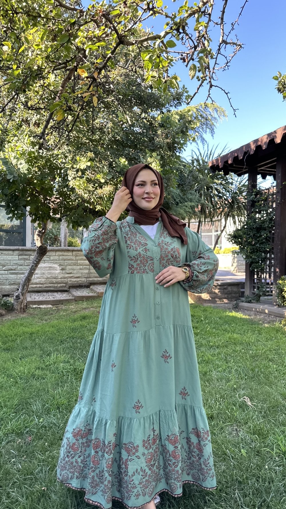 Tuba Viskon Elbise Mint Yeşili