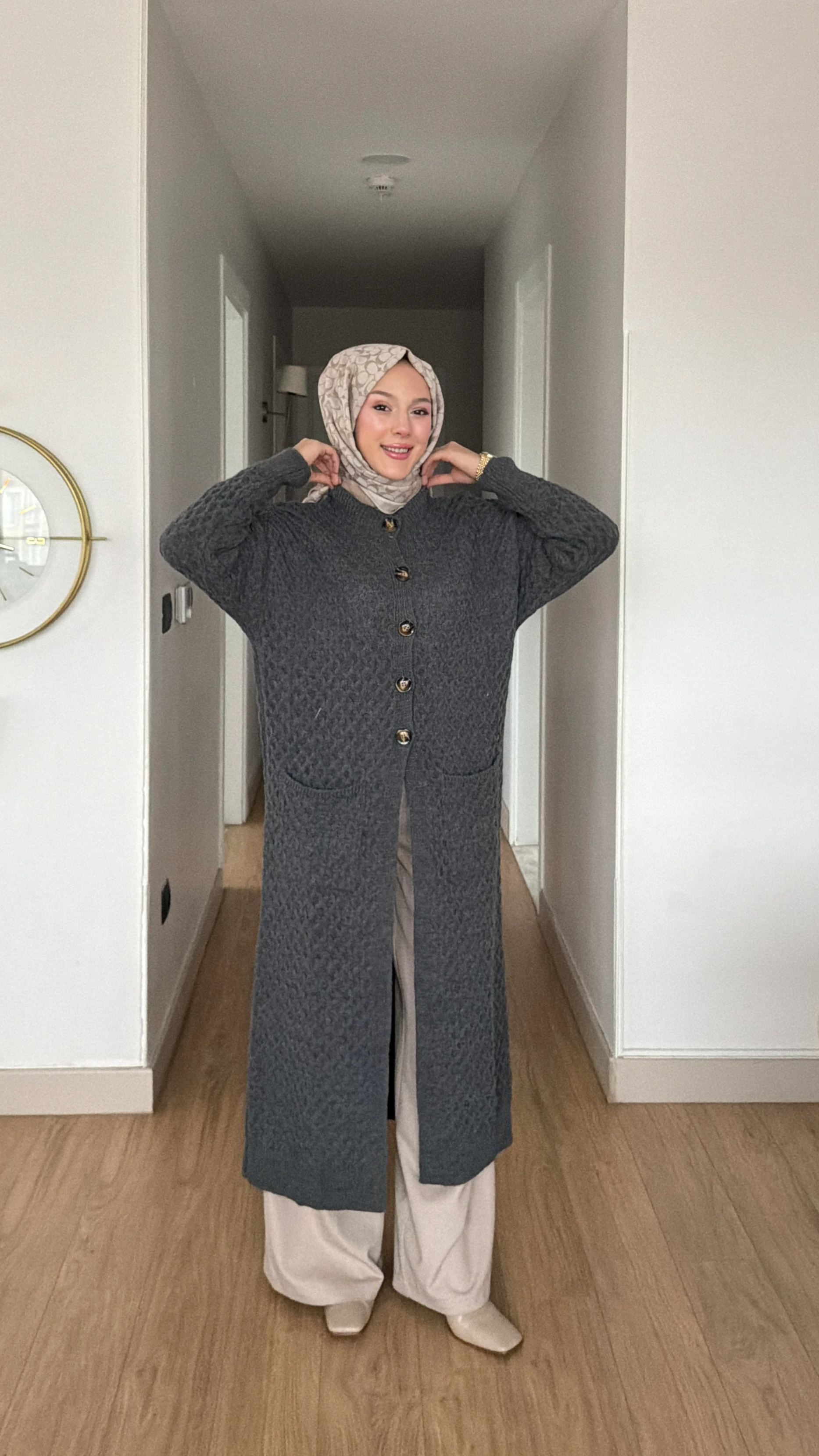 Ahenk Kap Hırka  - Gri