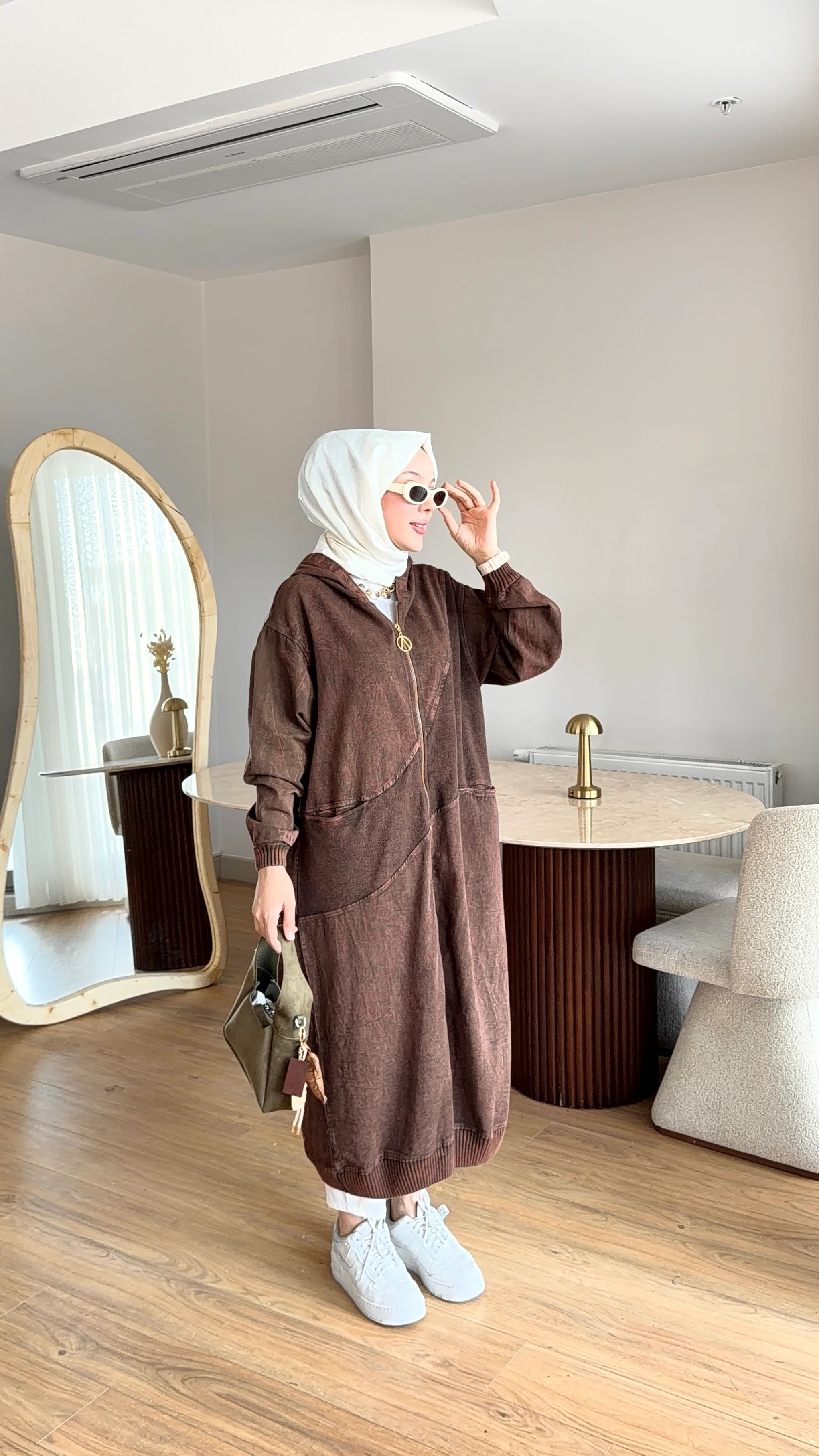 Natural Trench Kap - Kahve