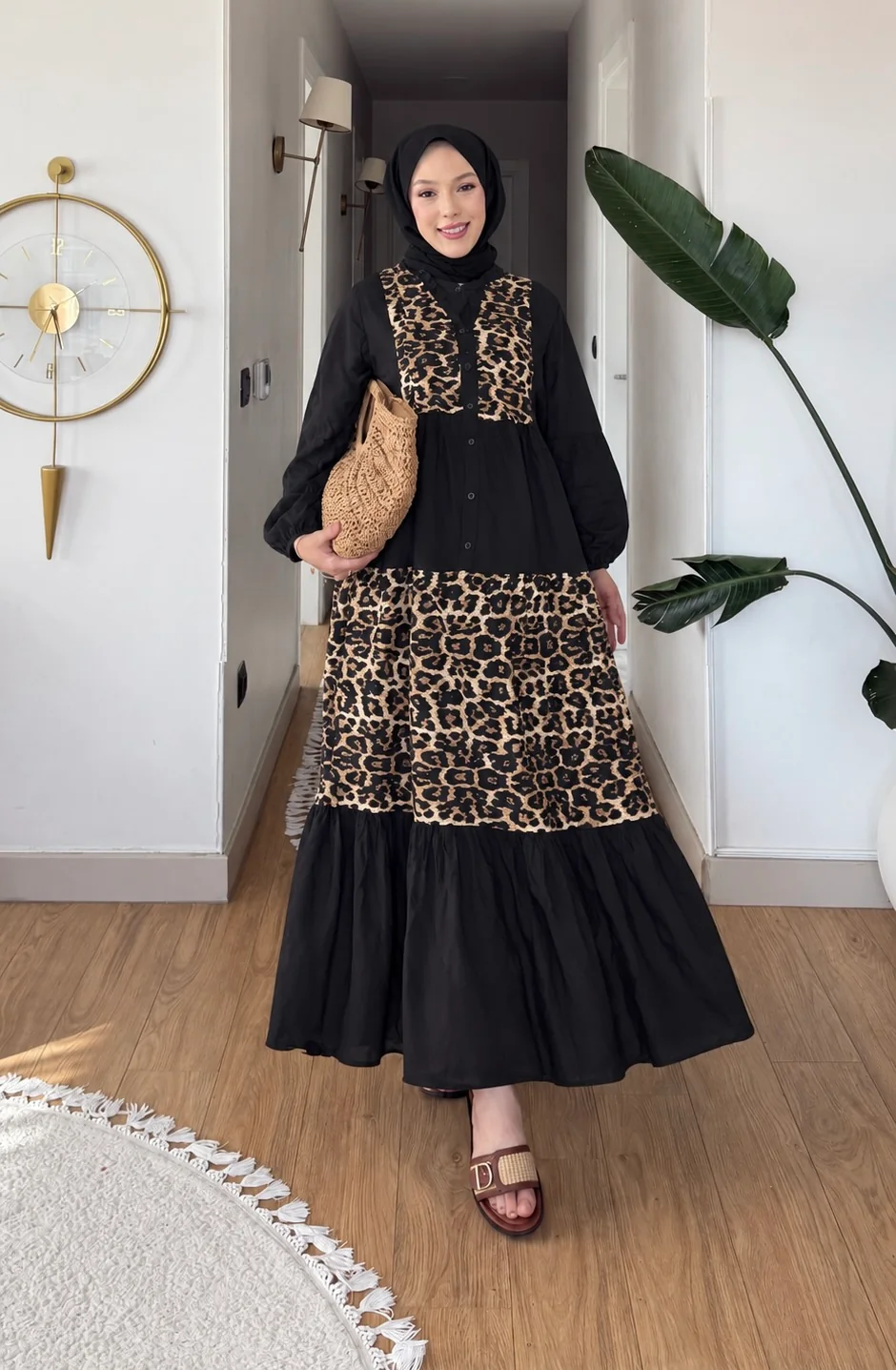 Ceylan Leopar Viscon Elbise