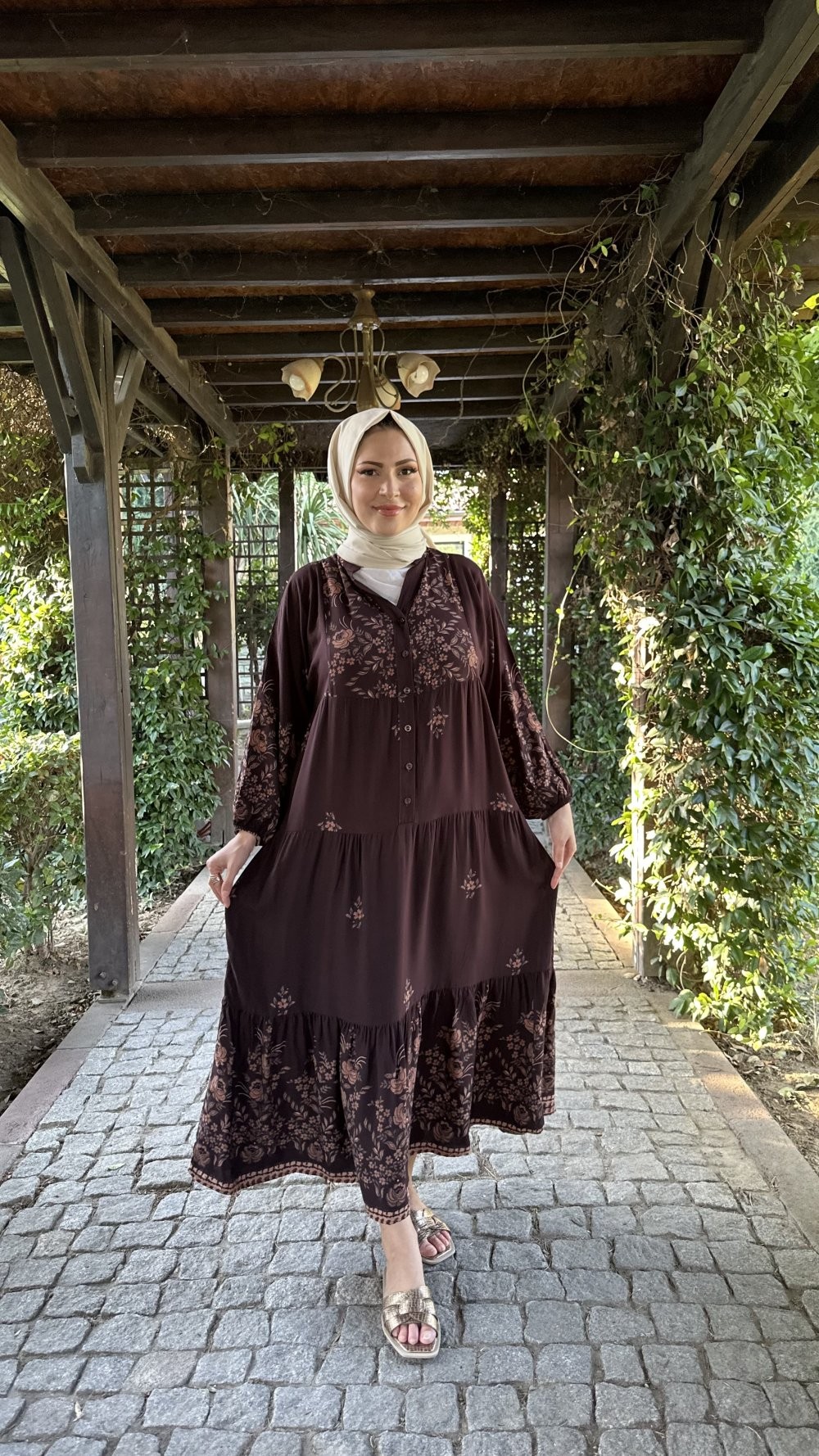Tuba Viskon Elbise Acı Kahve