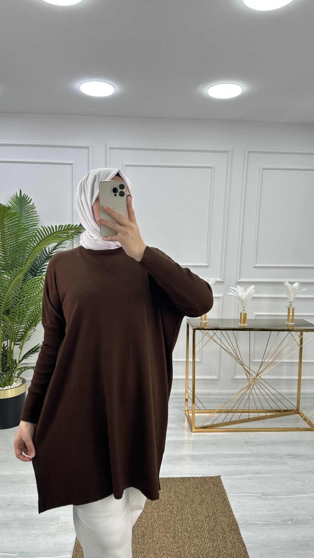 Çağla Triko Tunik Kahverengi