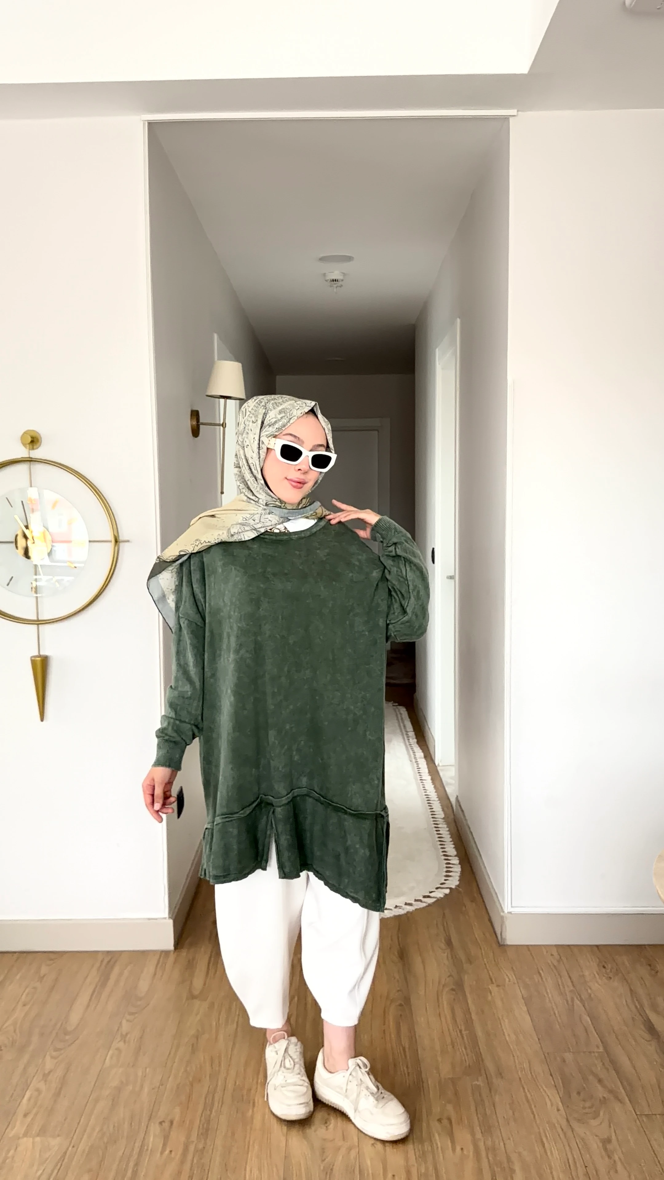 Elena Büyük Beden Tunik - Haki