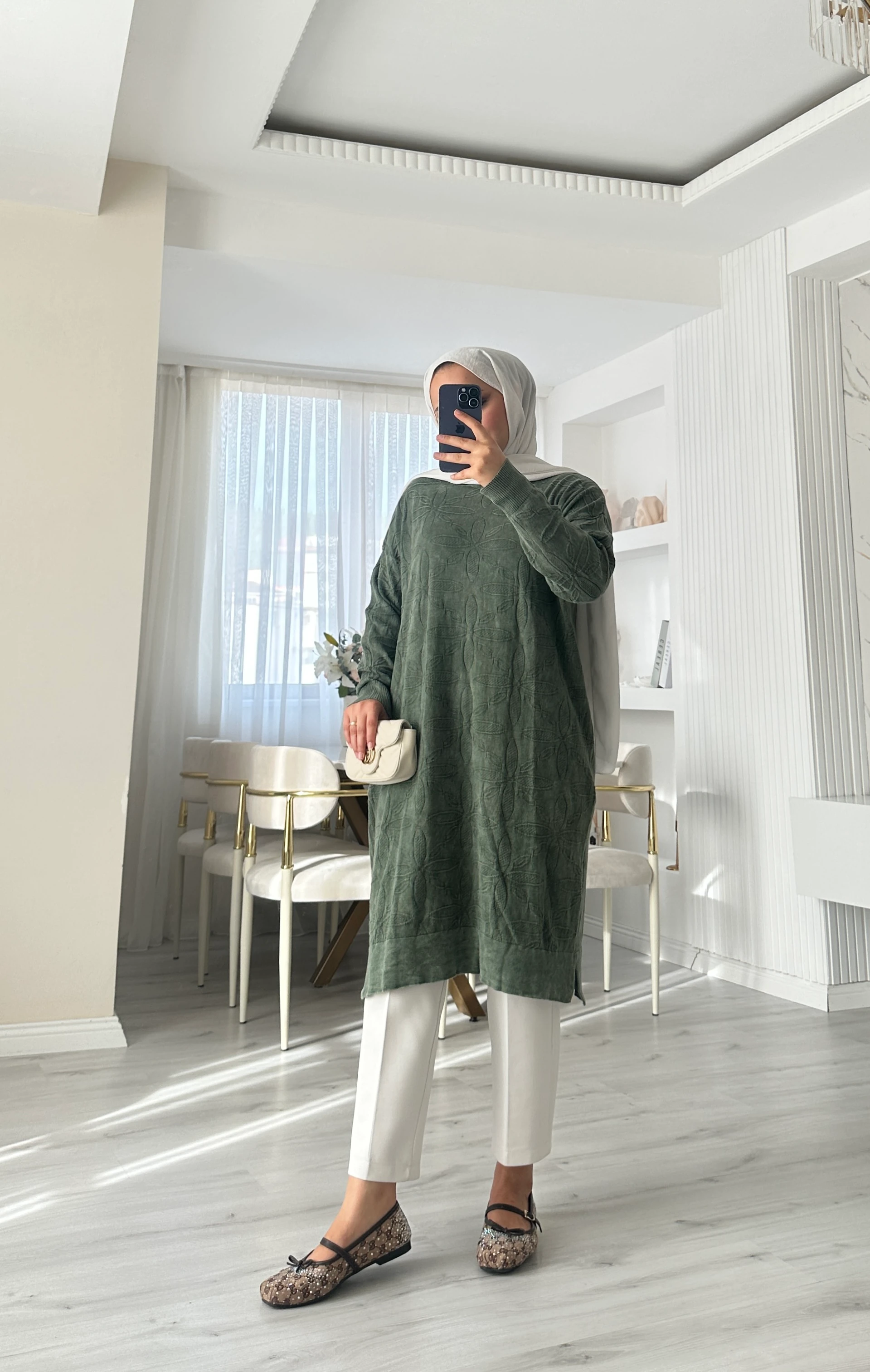 Neva Büyük Beden  Tunik - Haki