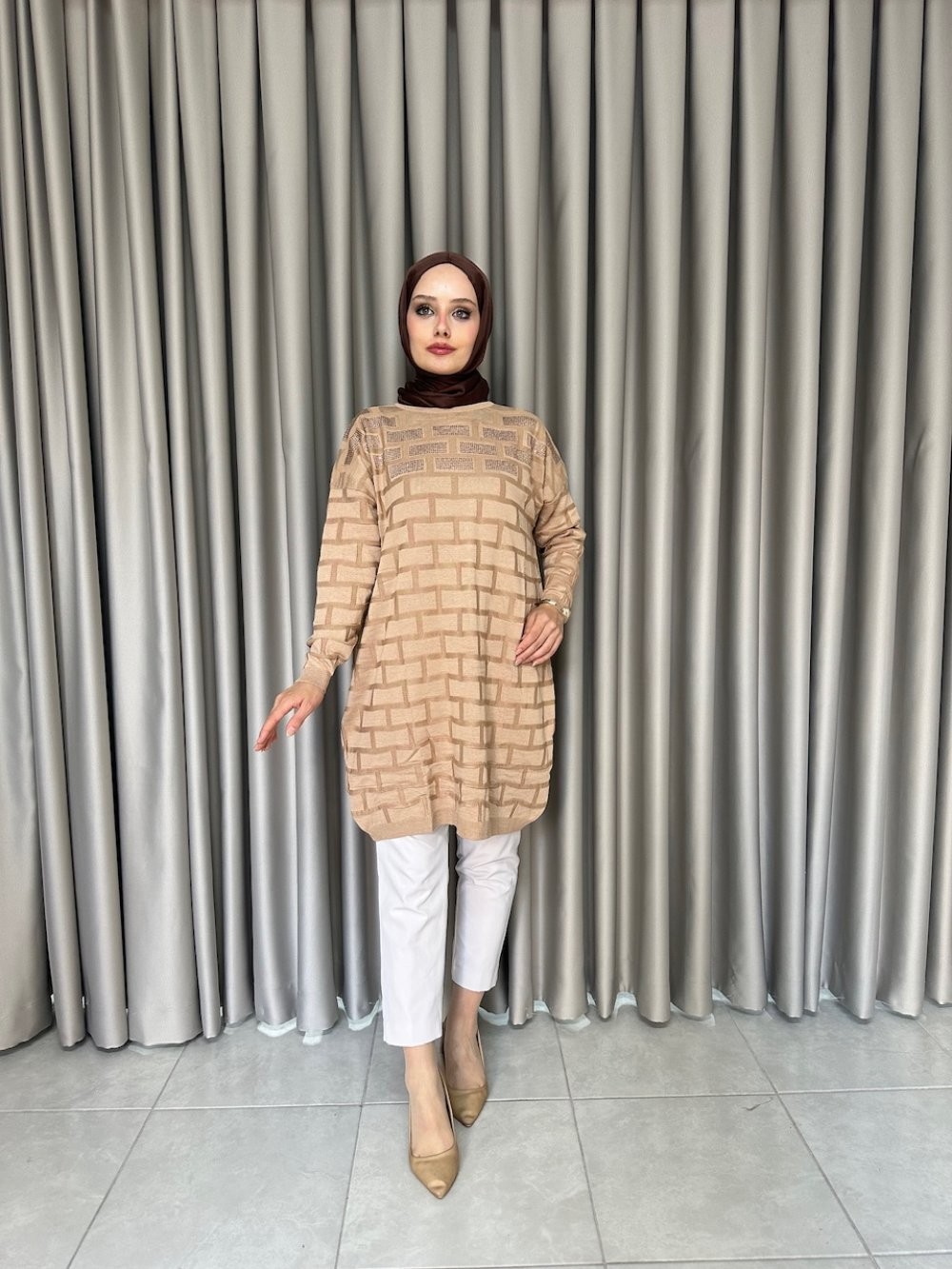 Şule Merserize Tunik Camel