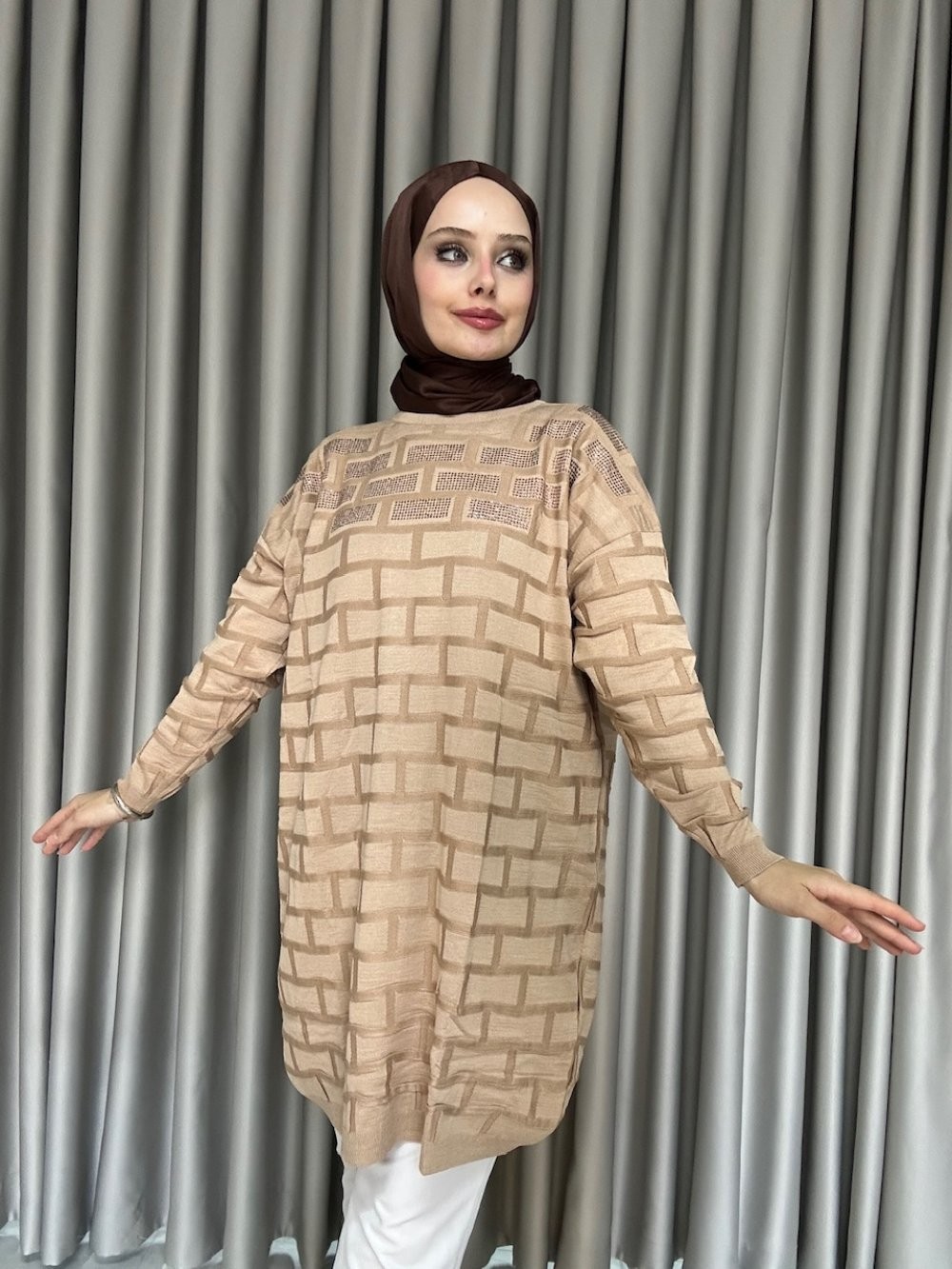 Şule Merserize Tunik Camel
