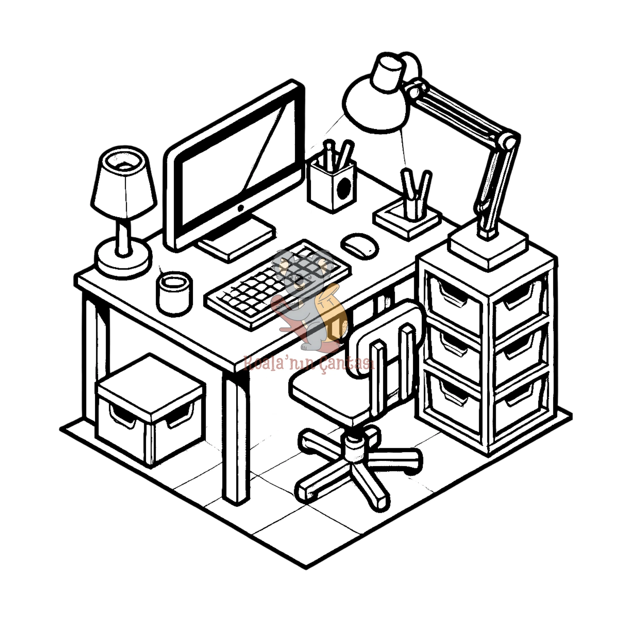 Yetişkinler İçin Boyama Kitabı - İzometrik Çizimler