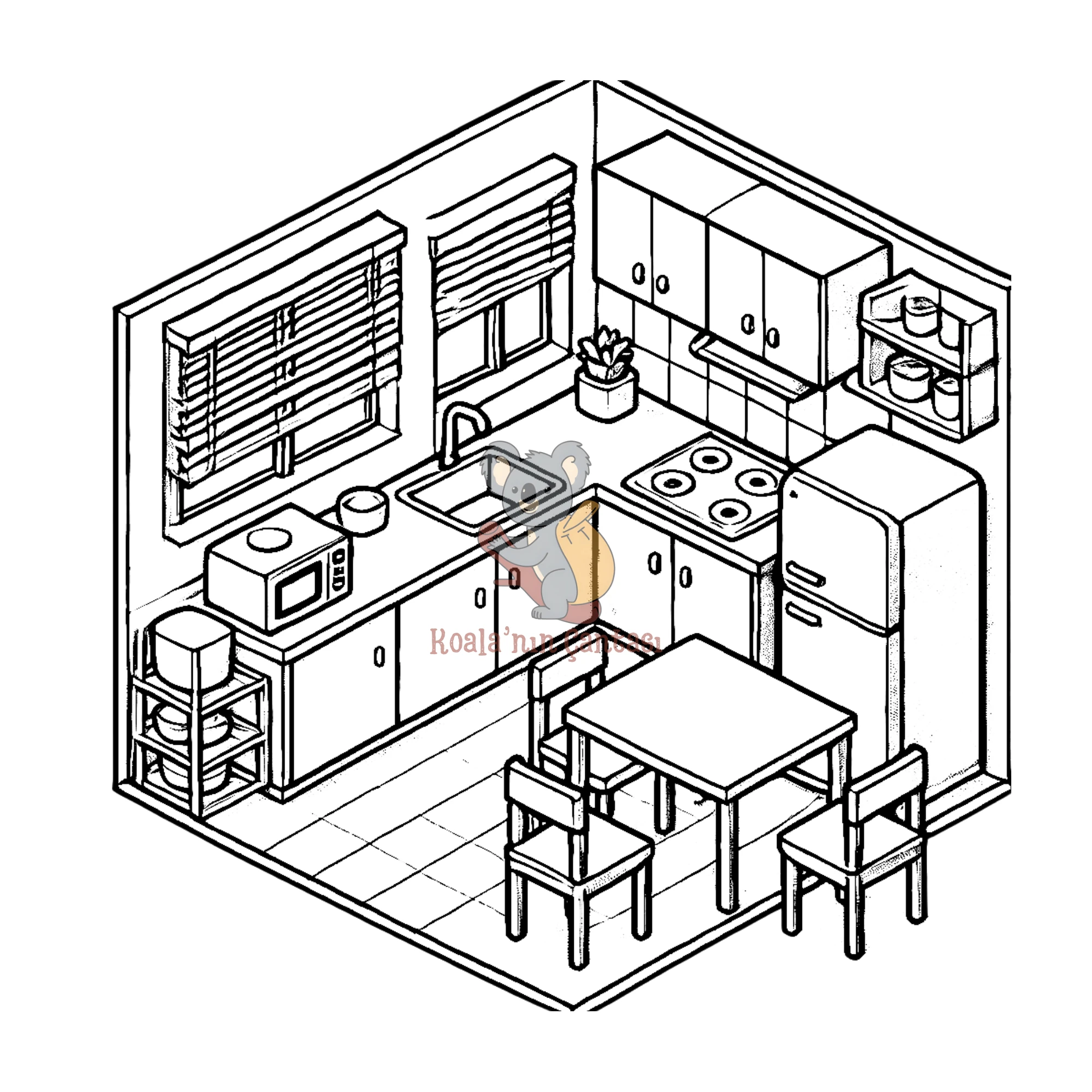 Yetişkinler İçin Boyama Kitabı - İzometrik Çizimler