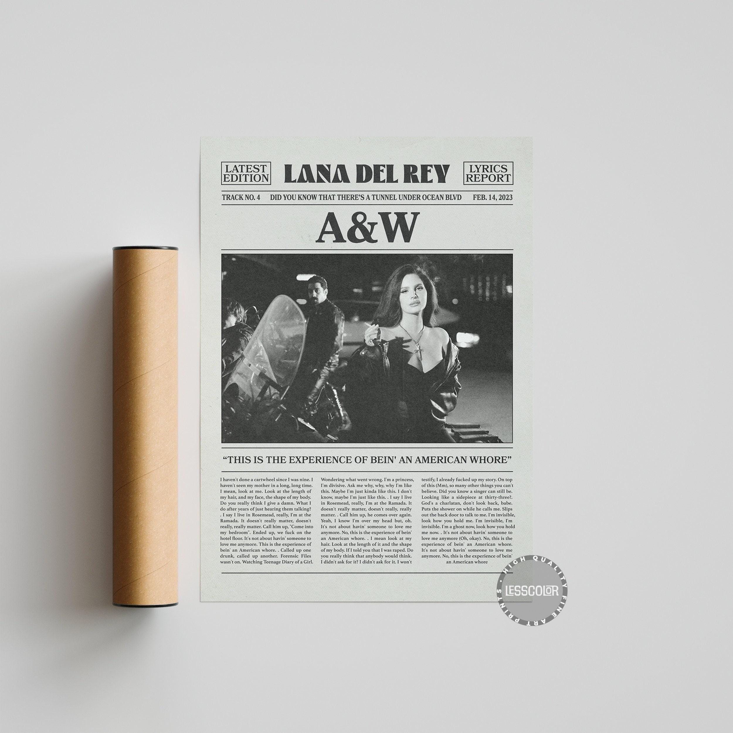 Lana Del Rey Retro Newspaper Print, A&W Poster