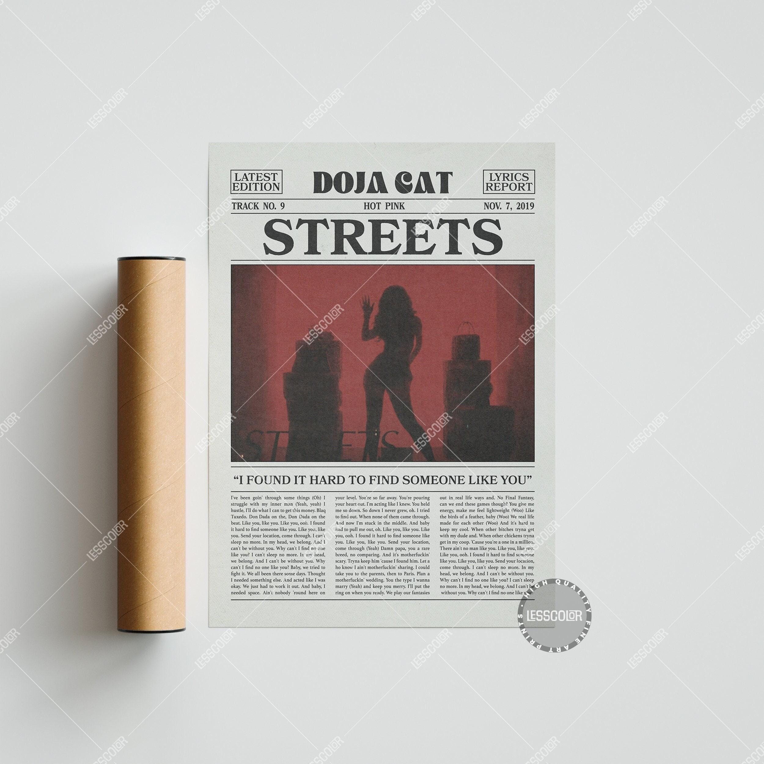 Doja Cat Retro Newspaper Print, Streets Poster