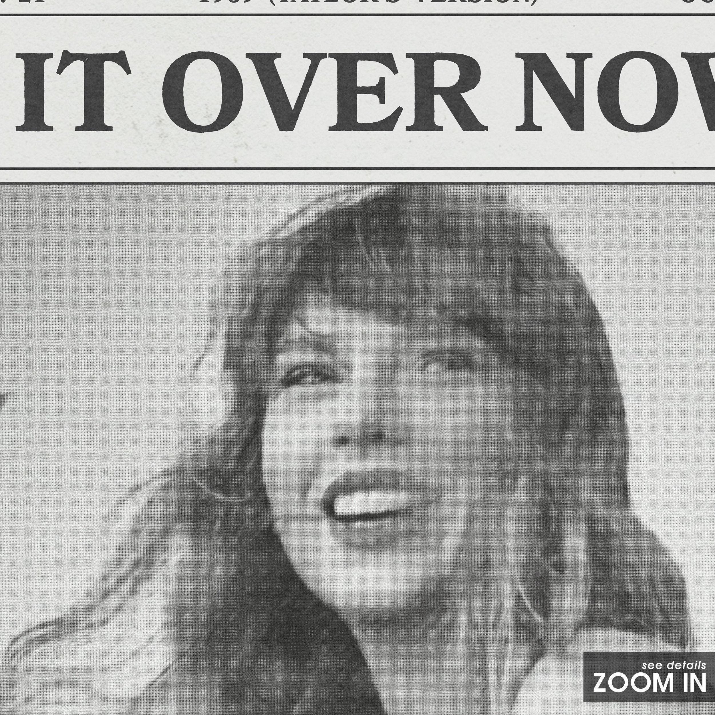 Taylor Swift Retro Newspaper Print, Is It Over Now? Poster