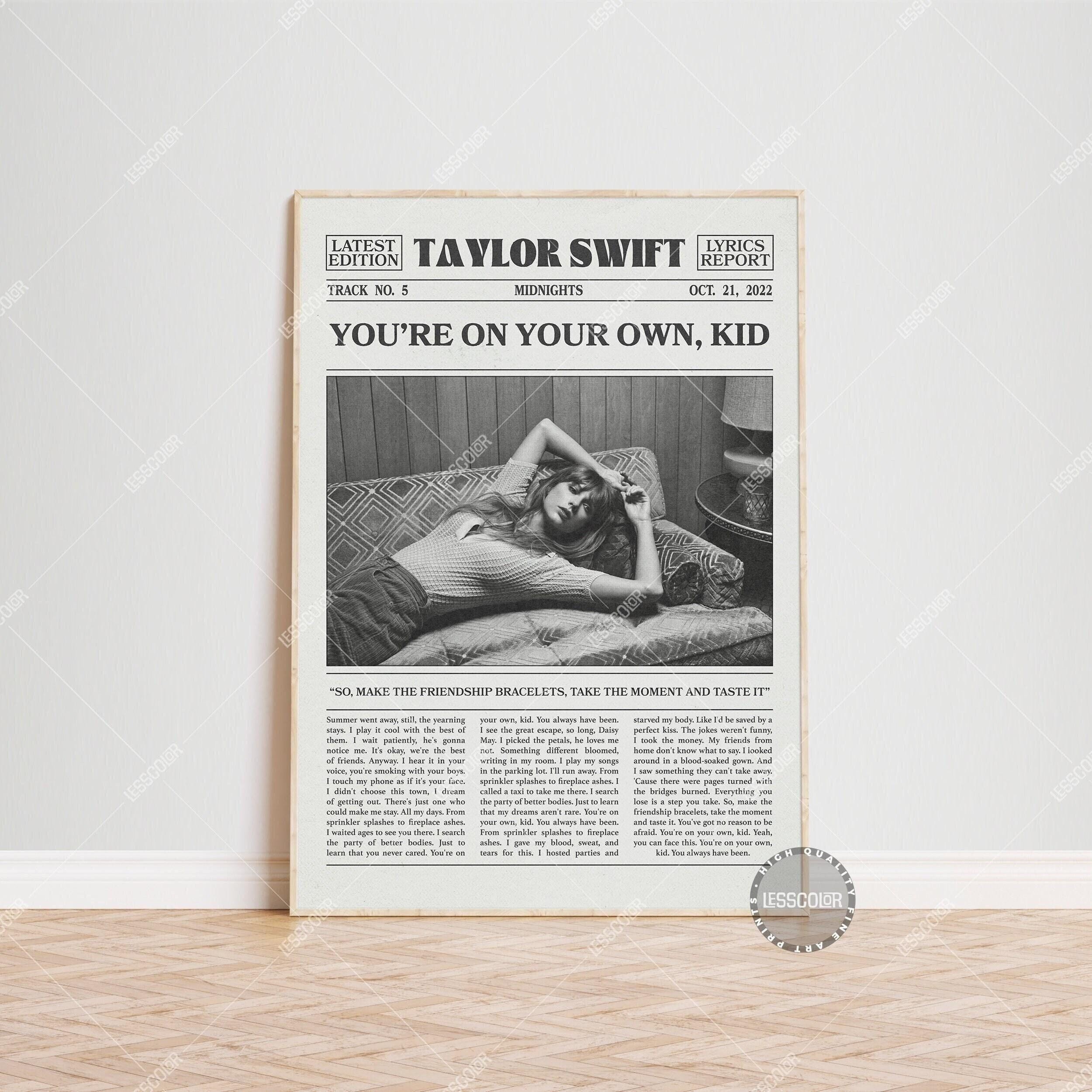 Taylor Swift Retro Newspaper Print, You're on your own kid Poster